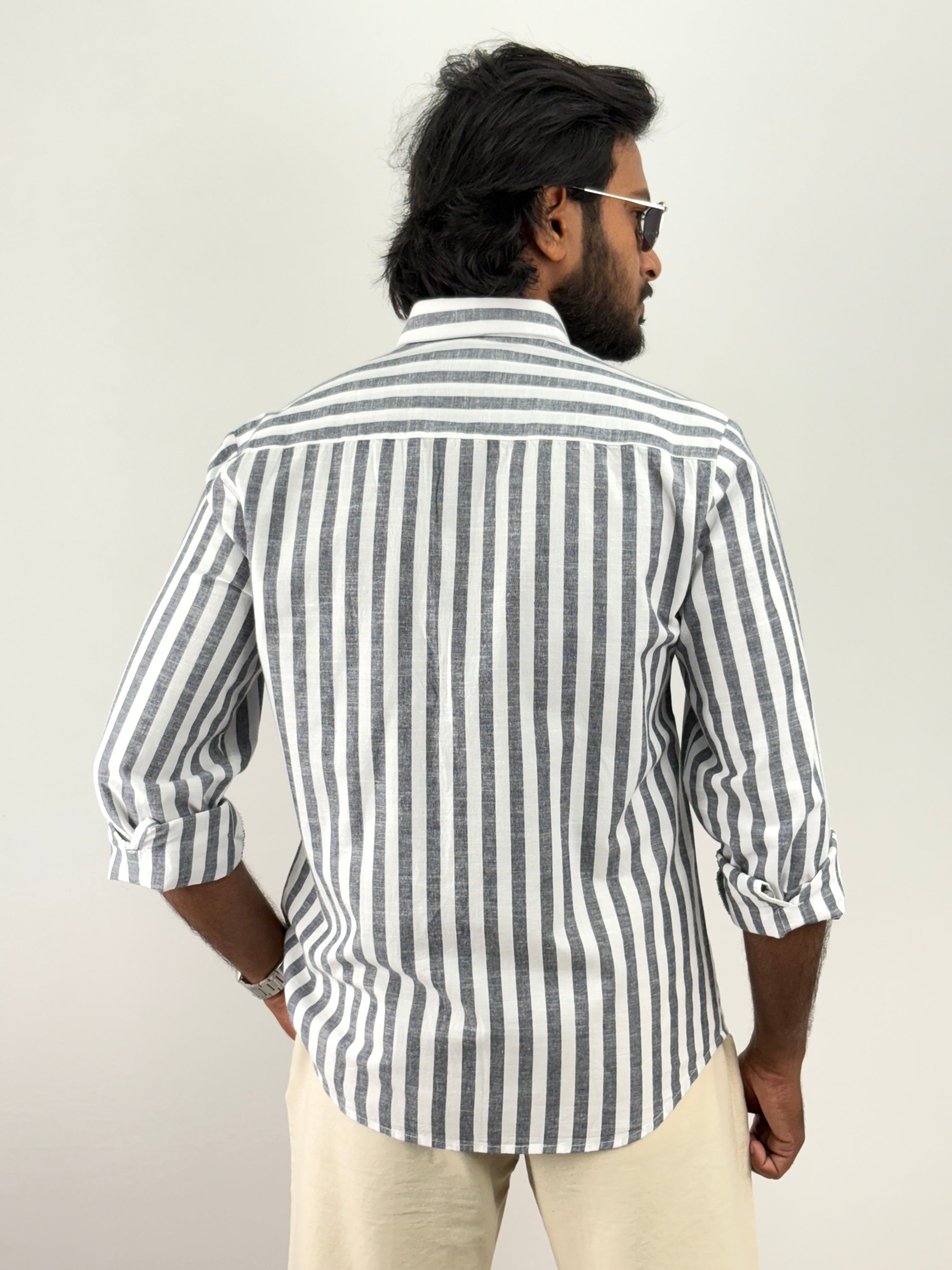 Dark Grey Linen Stripe shirt
