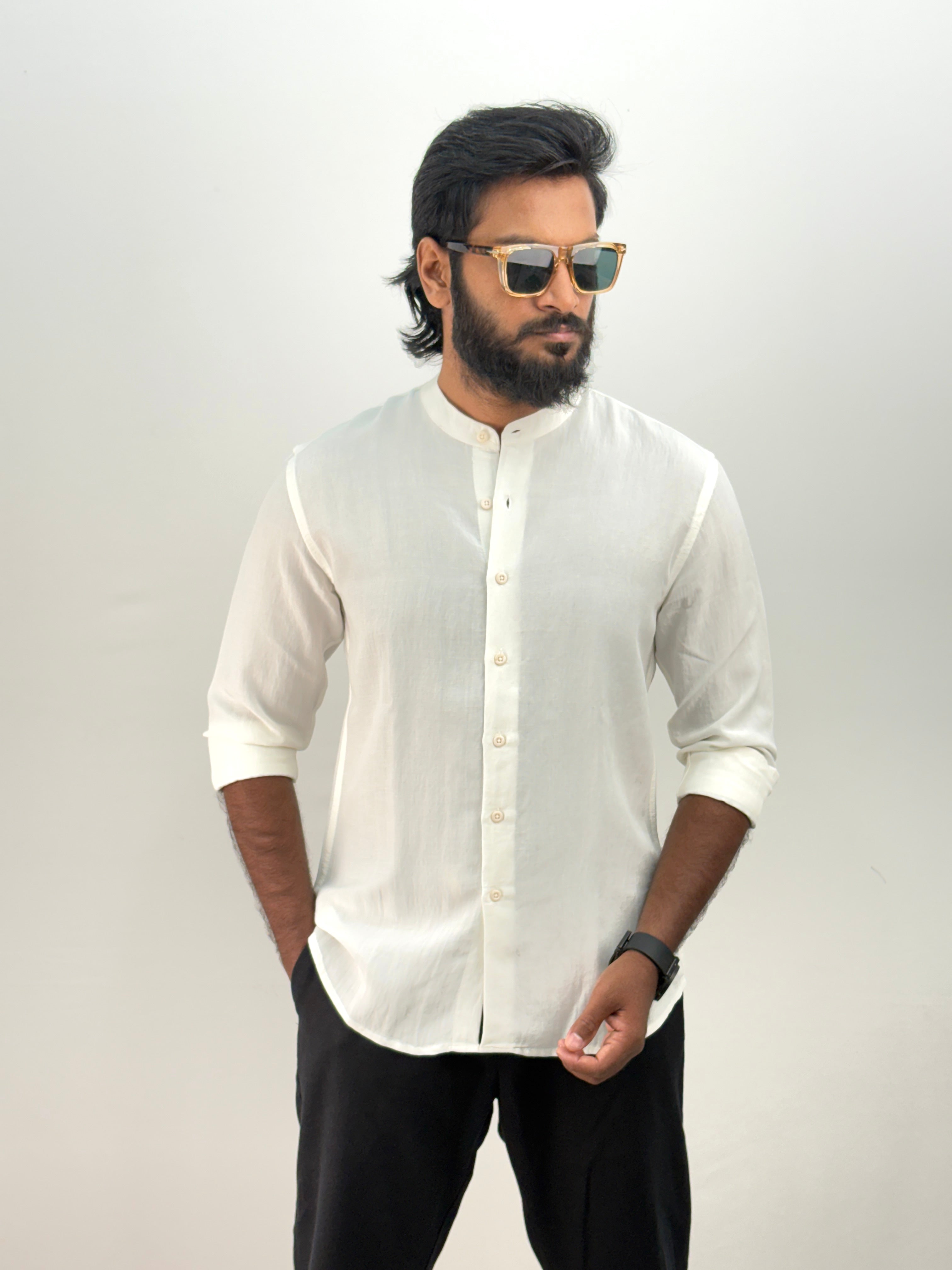Off White IMP Mandarin Collar Shirt