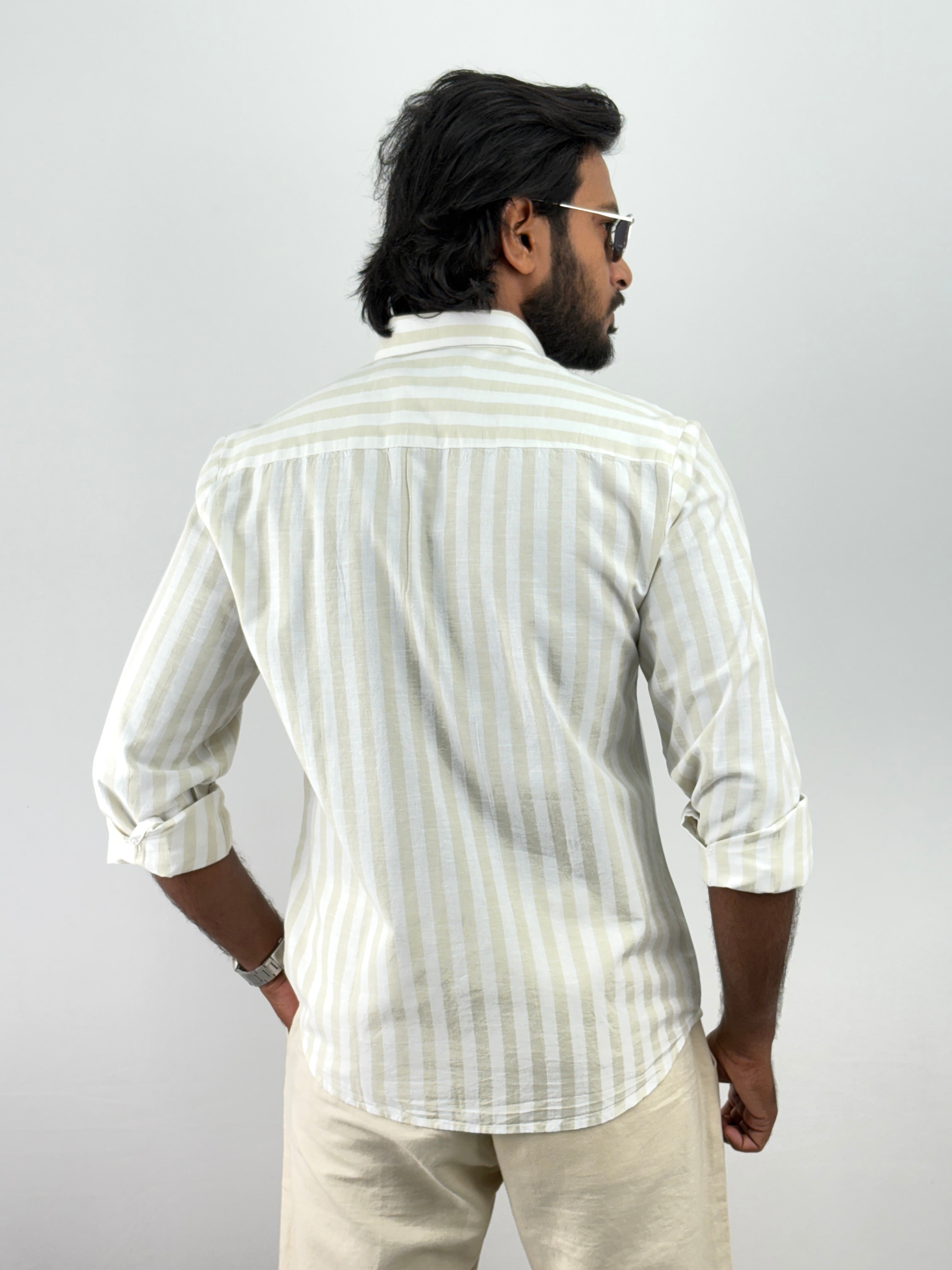 Beige Linen Stripe shirt