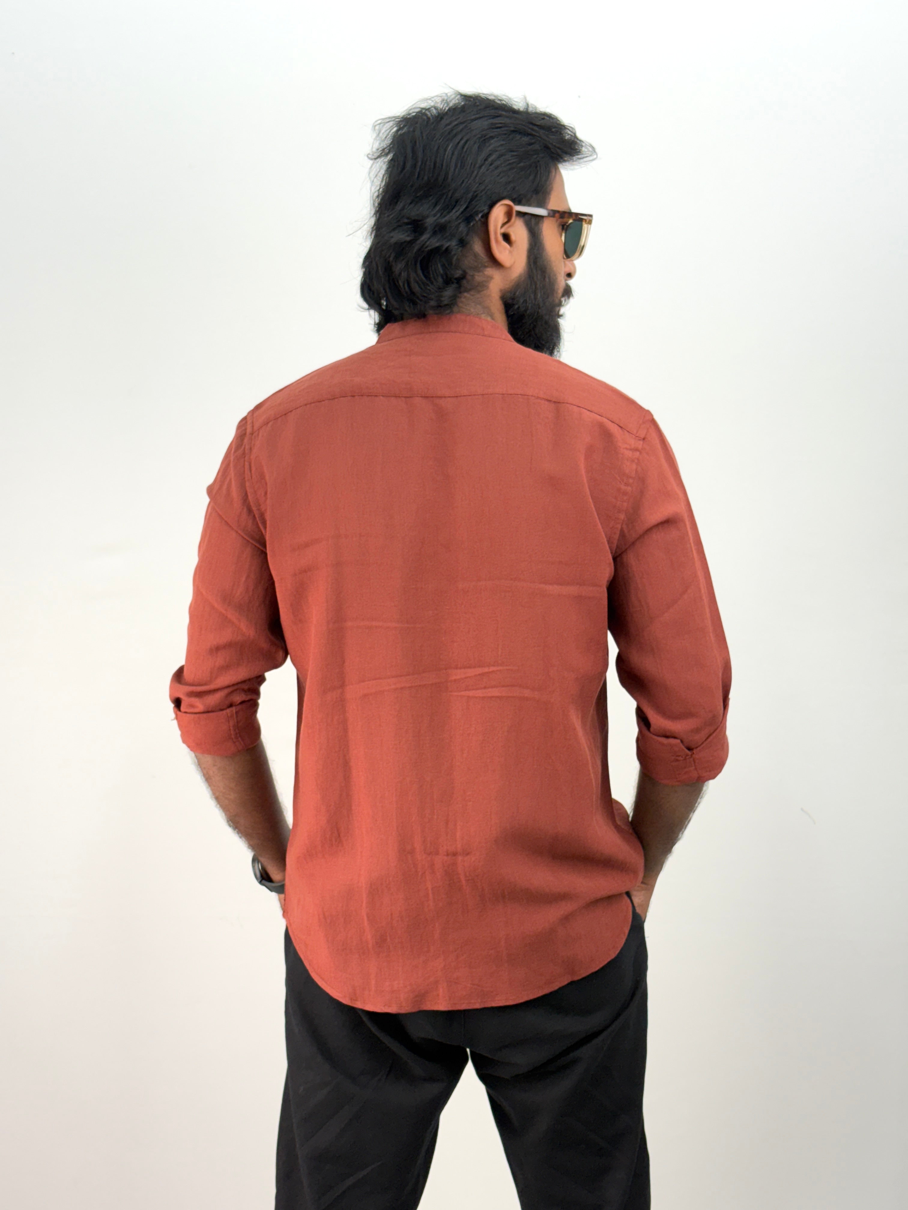 Brick Red IMP Mandarin Collar Shirt