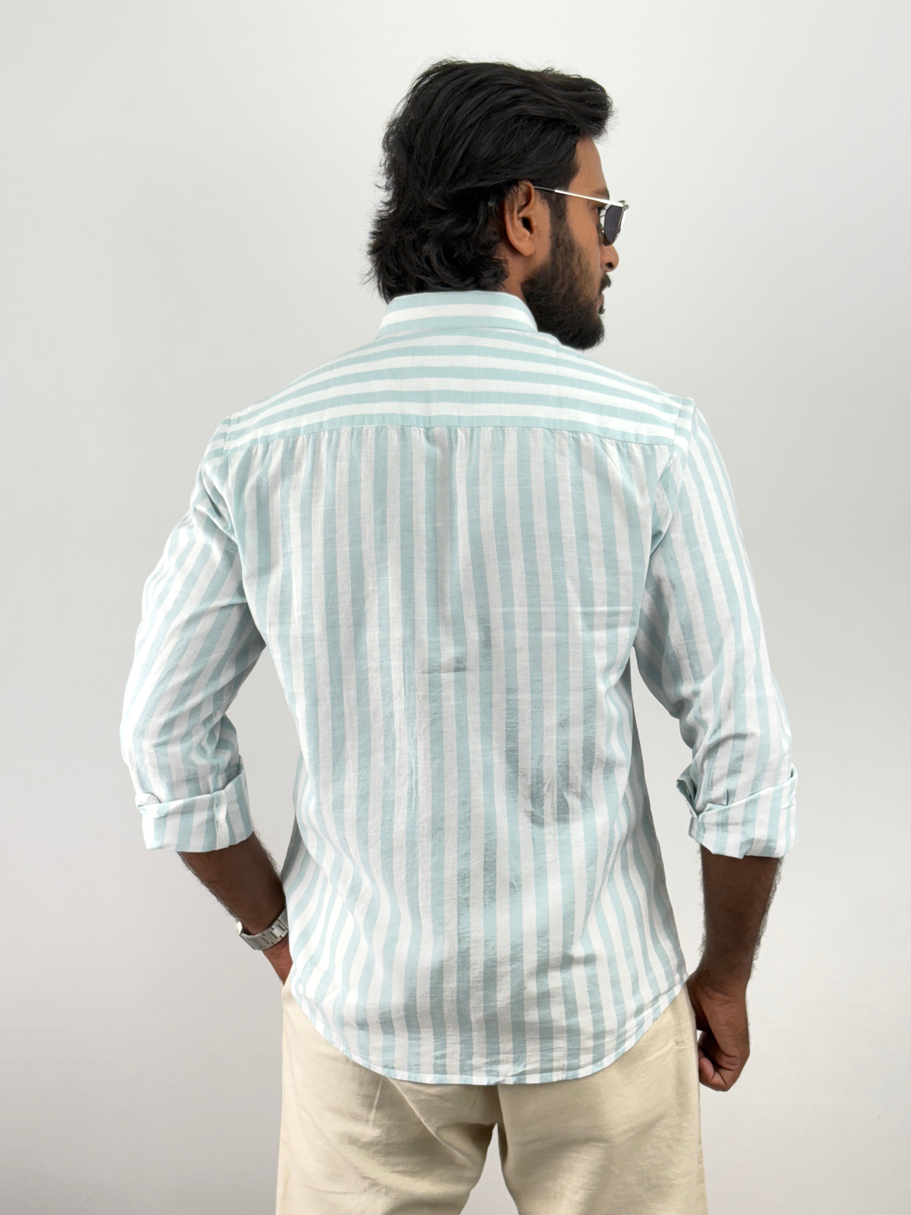 Aqua Linen Stripe shirt