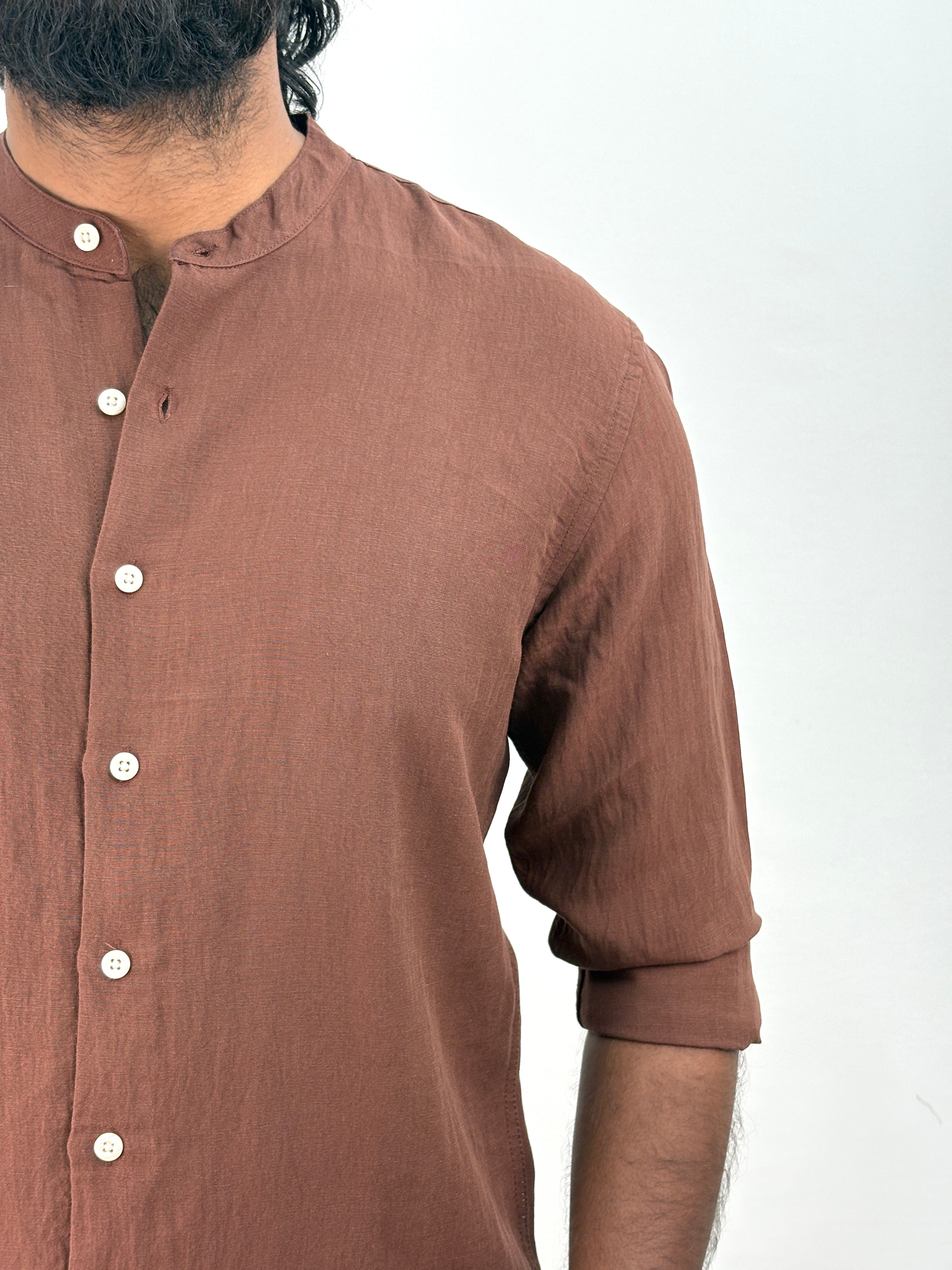 Brown IMP Mandarin Collar Shirt