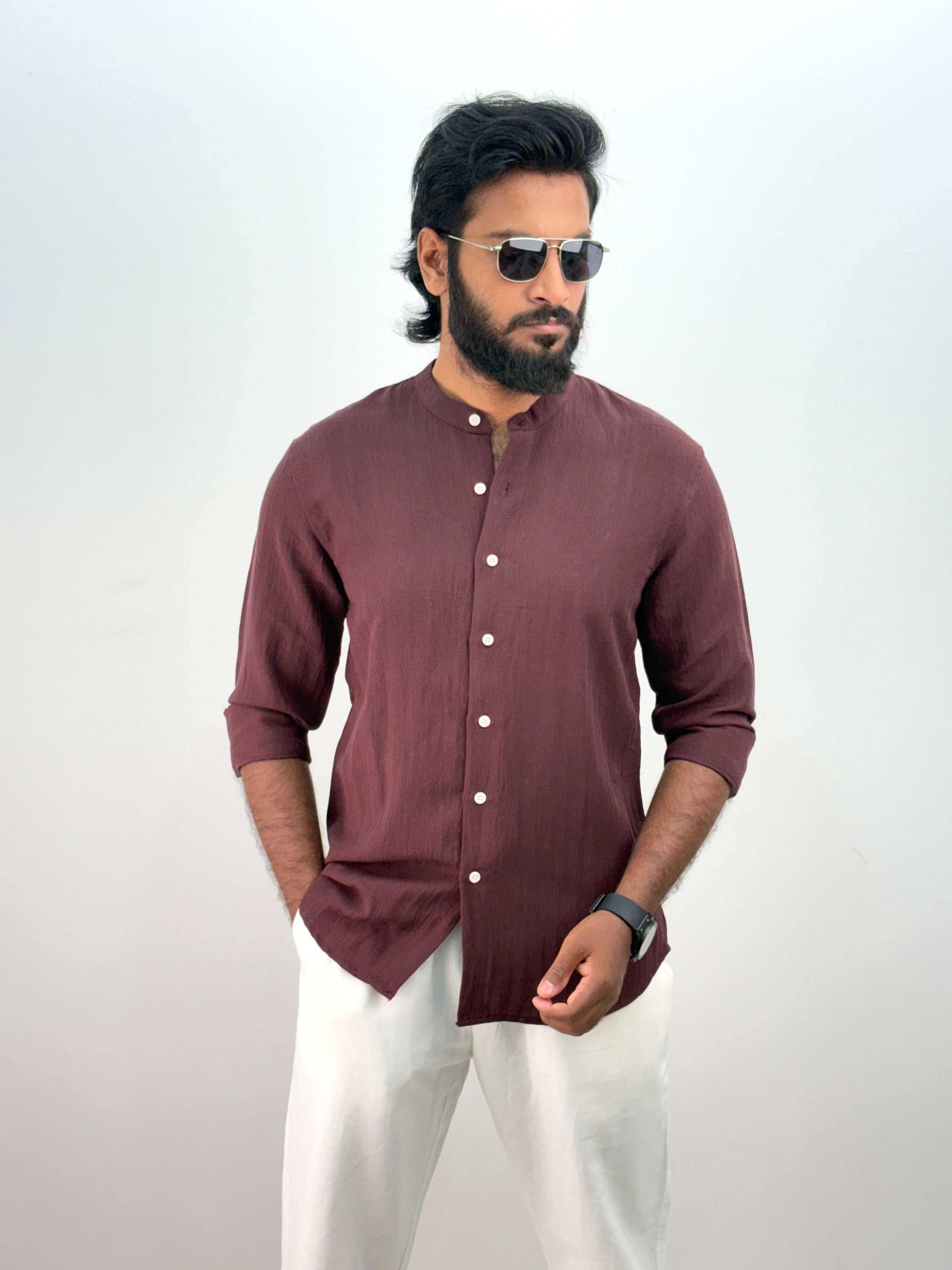 Maroon IMP Mandarin Collar Shirt