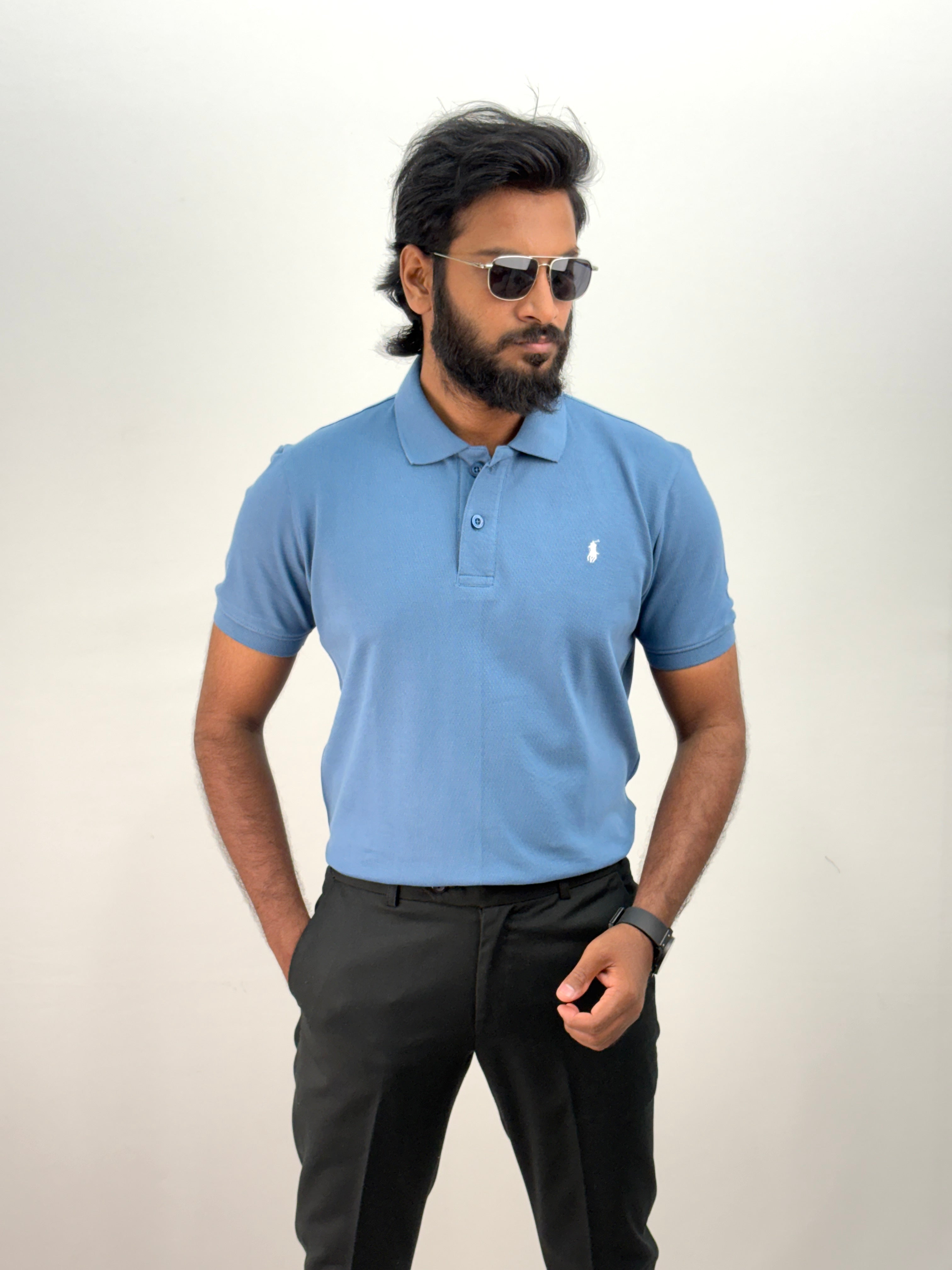 Blue Half Sleeve Polo T-shirt