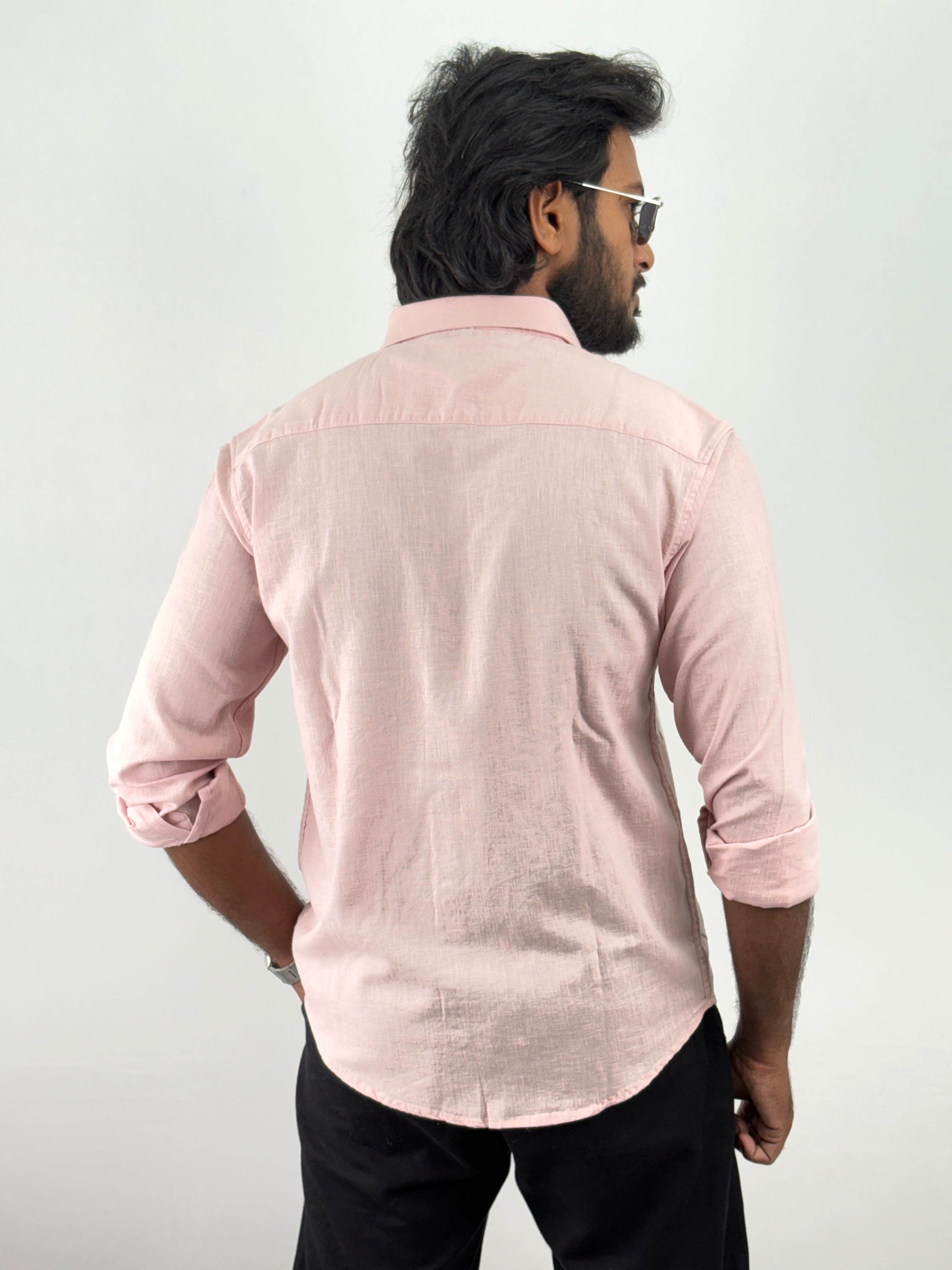 Pink Linen Embroidery Shirts
