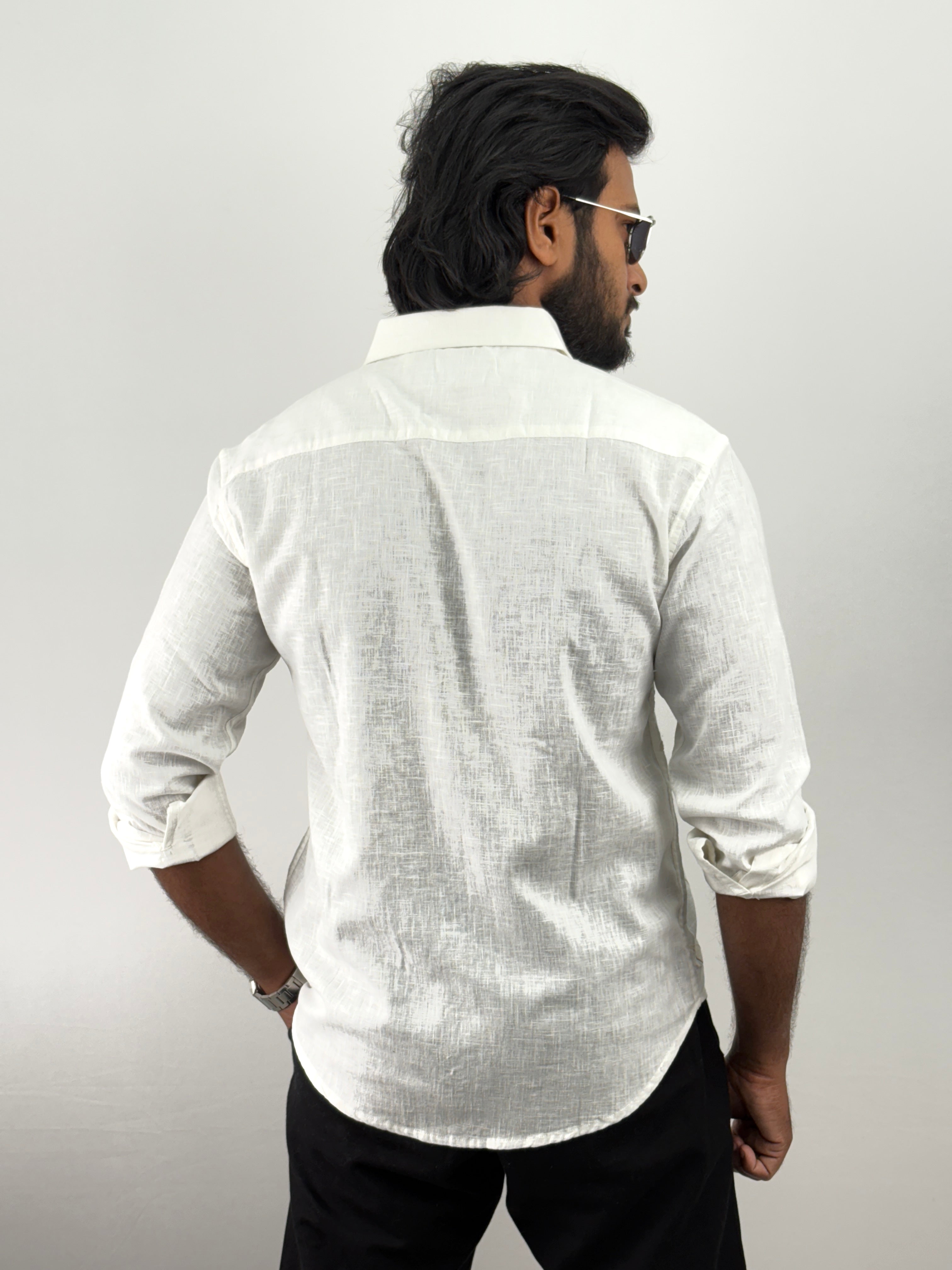 White Linen Embroidery Shirts