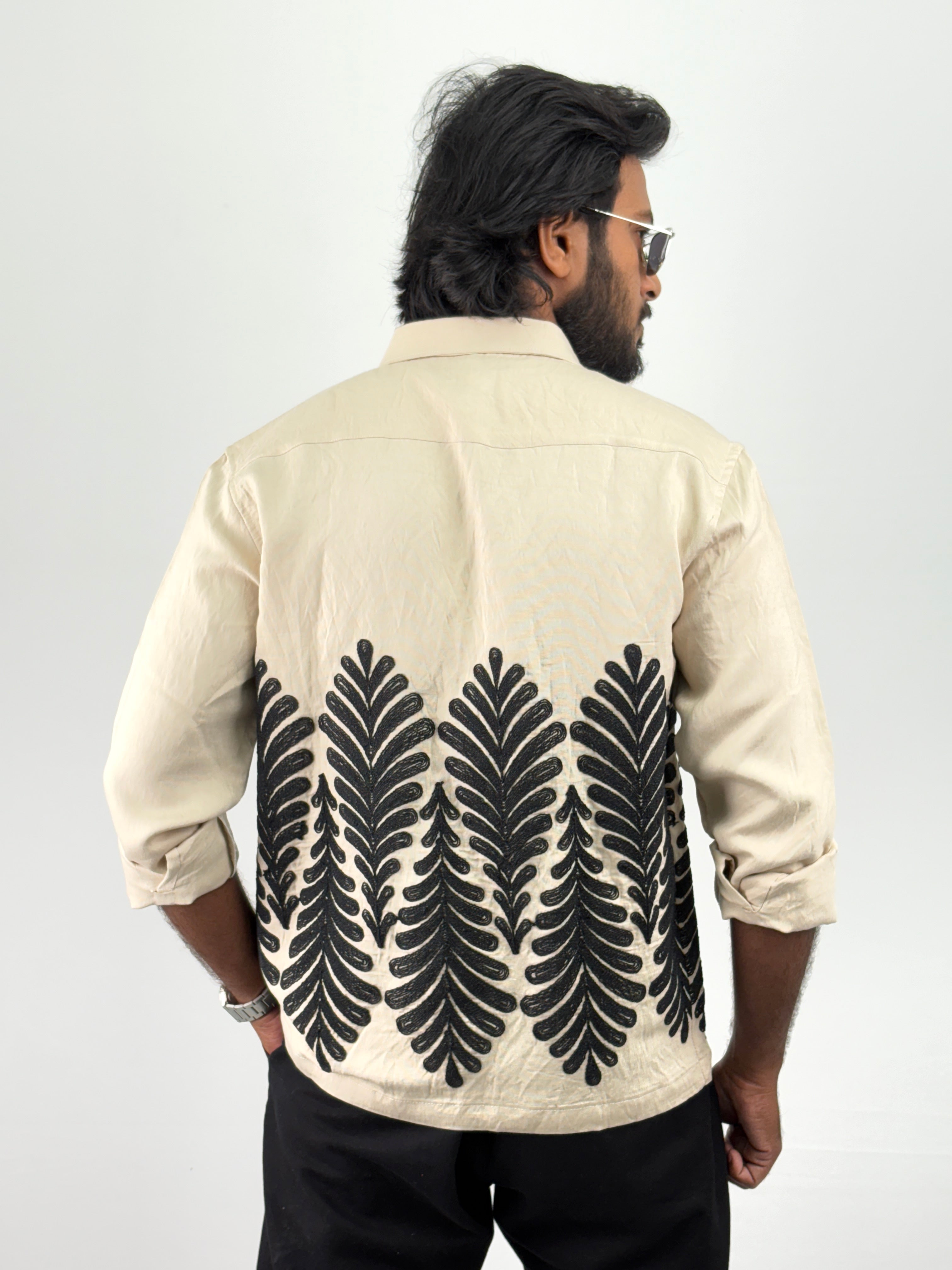 Beige Embroidery Shirts