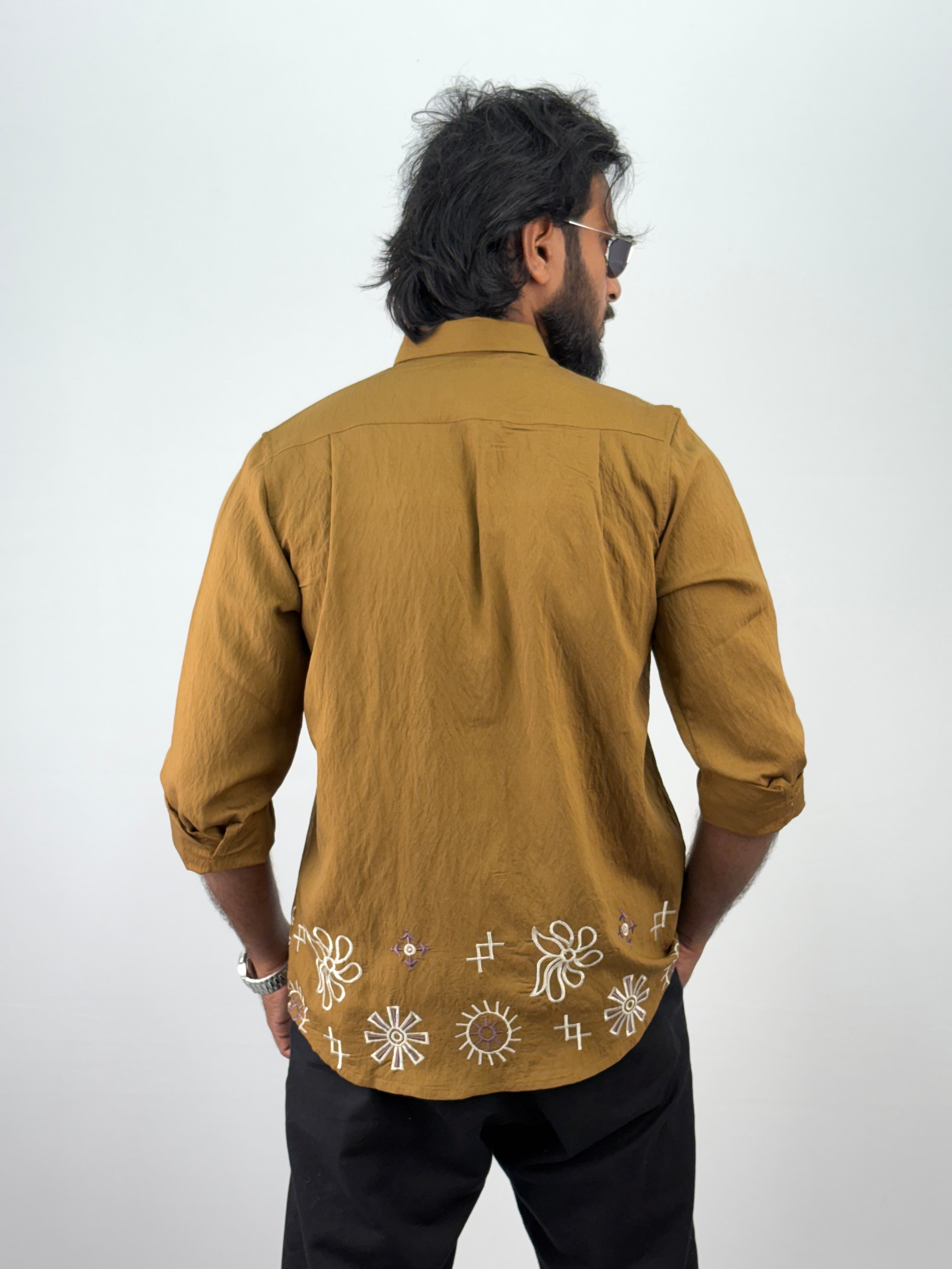 Brown Bottom Embroidery Shirt