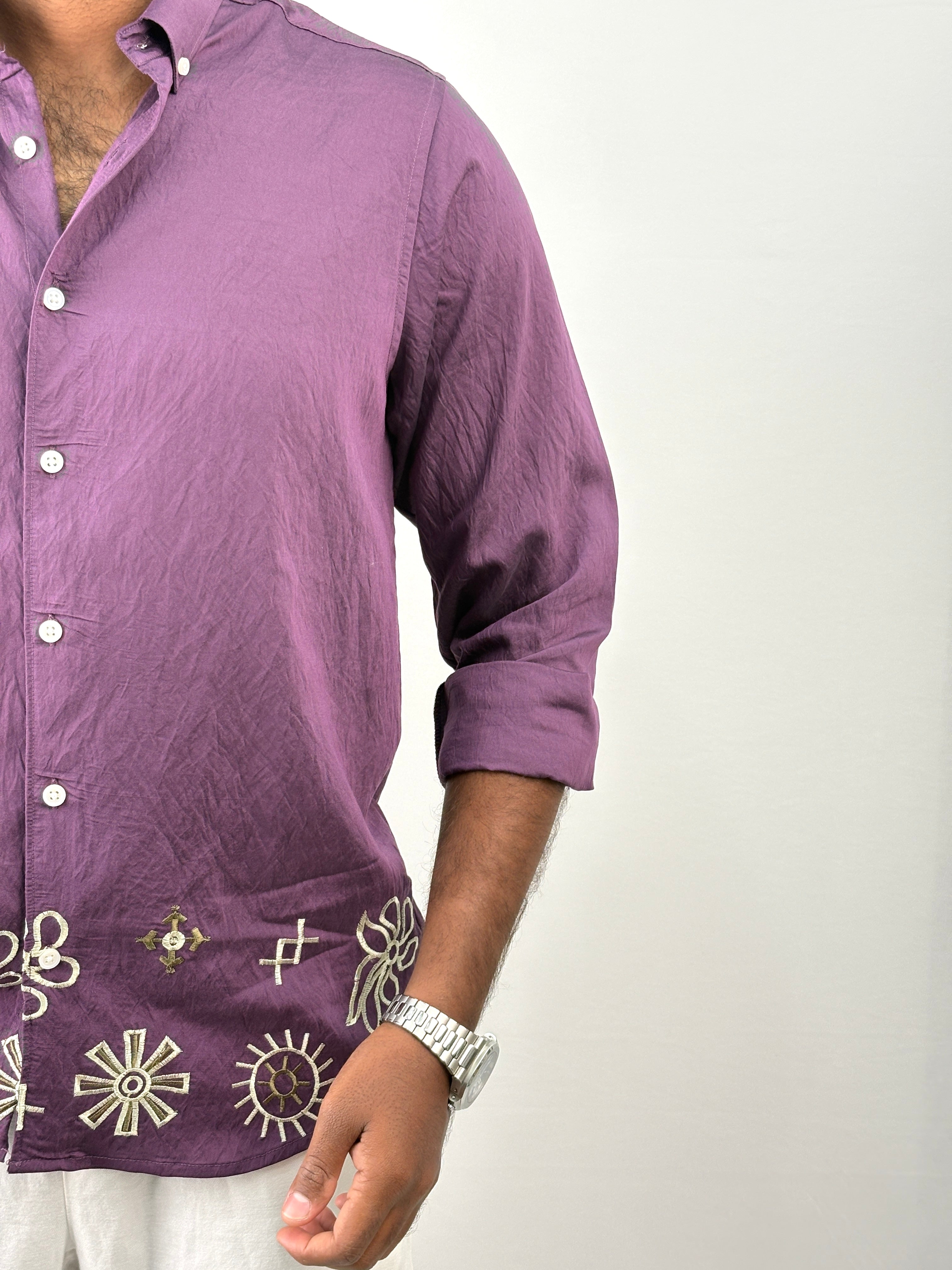 Lavender Bottom Embroidery Shirt