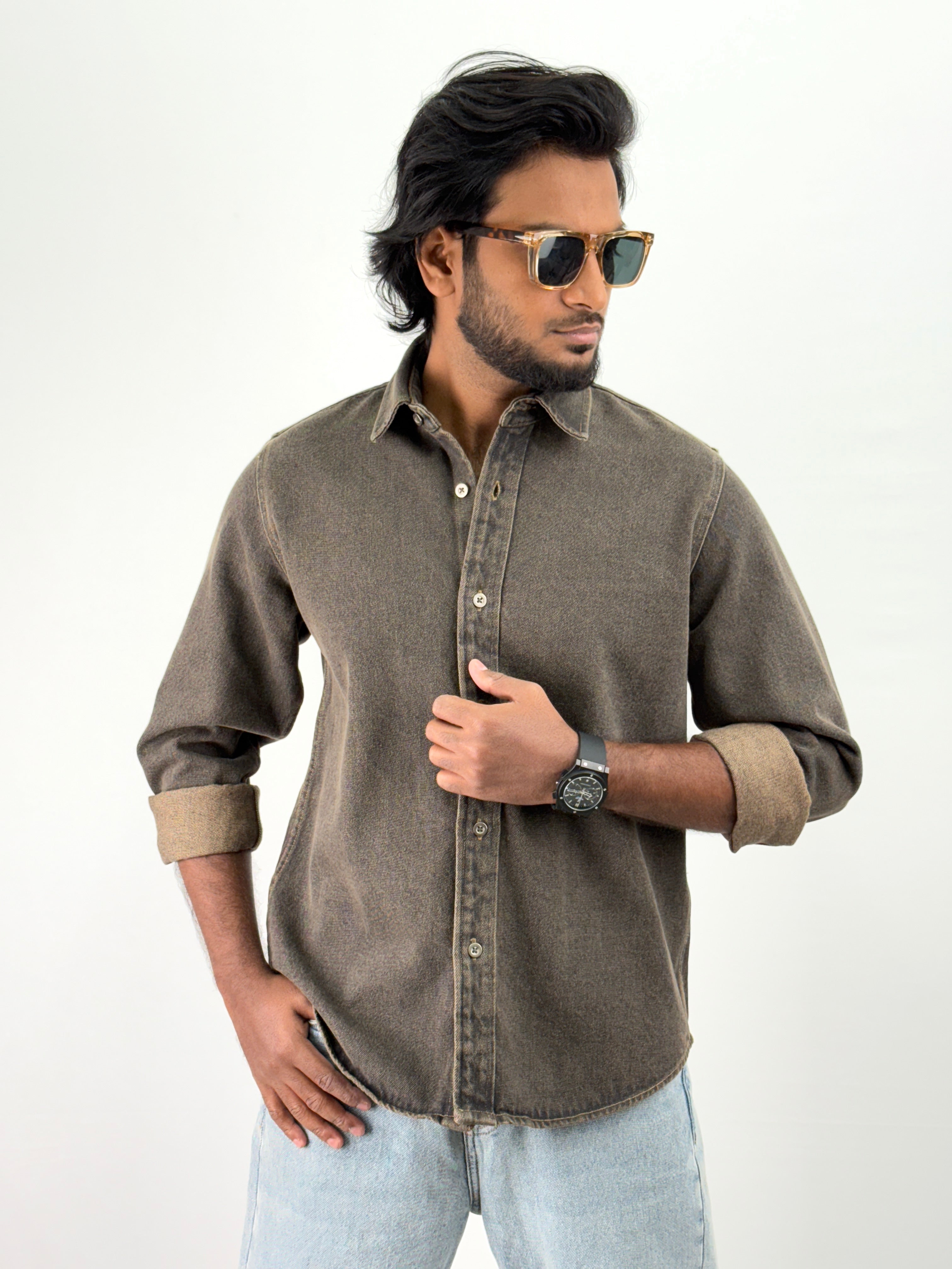Brown Denim Shirts