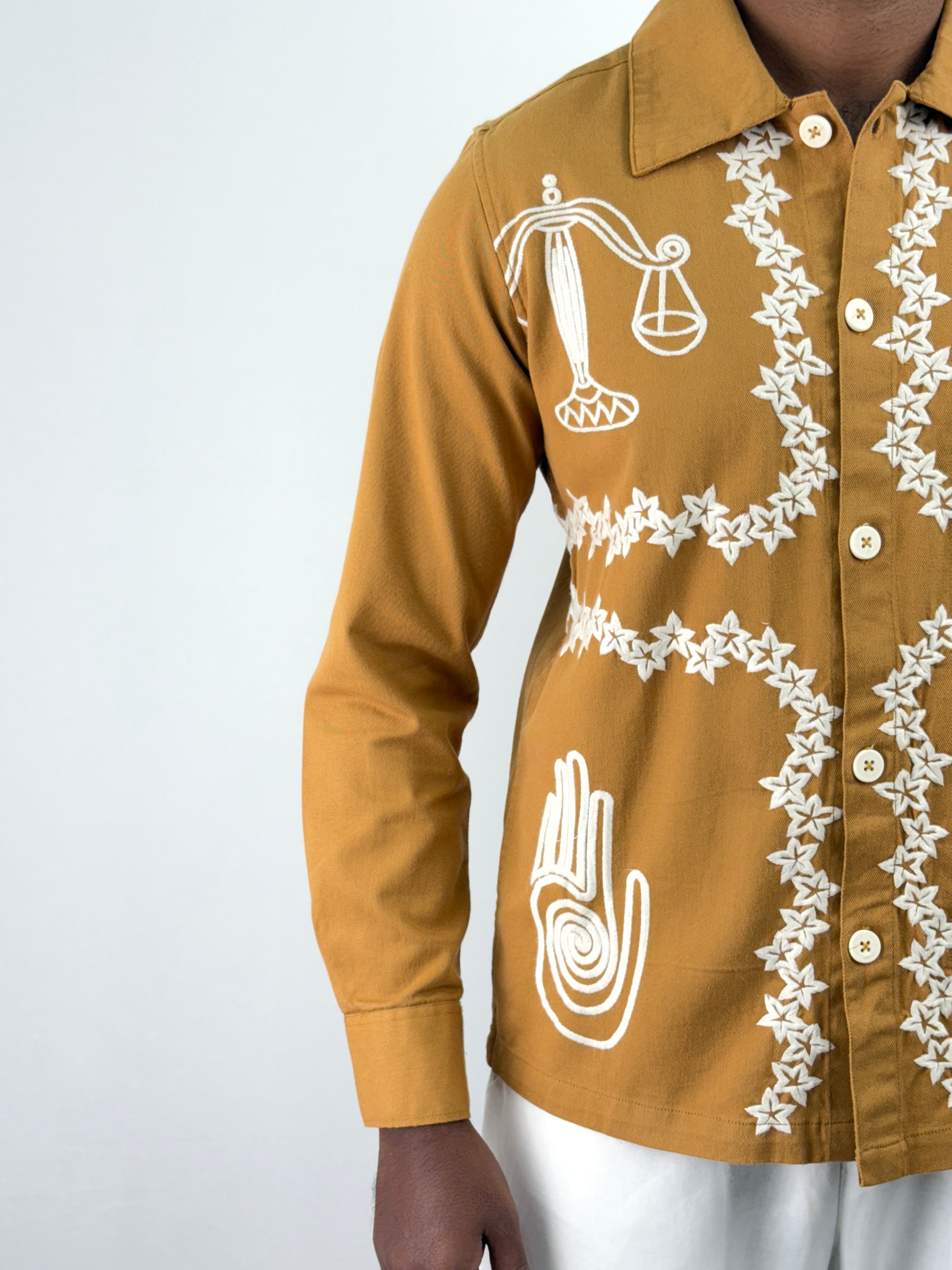 Mustard Embroidery Shacket