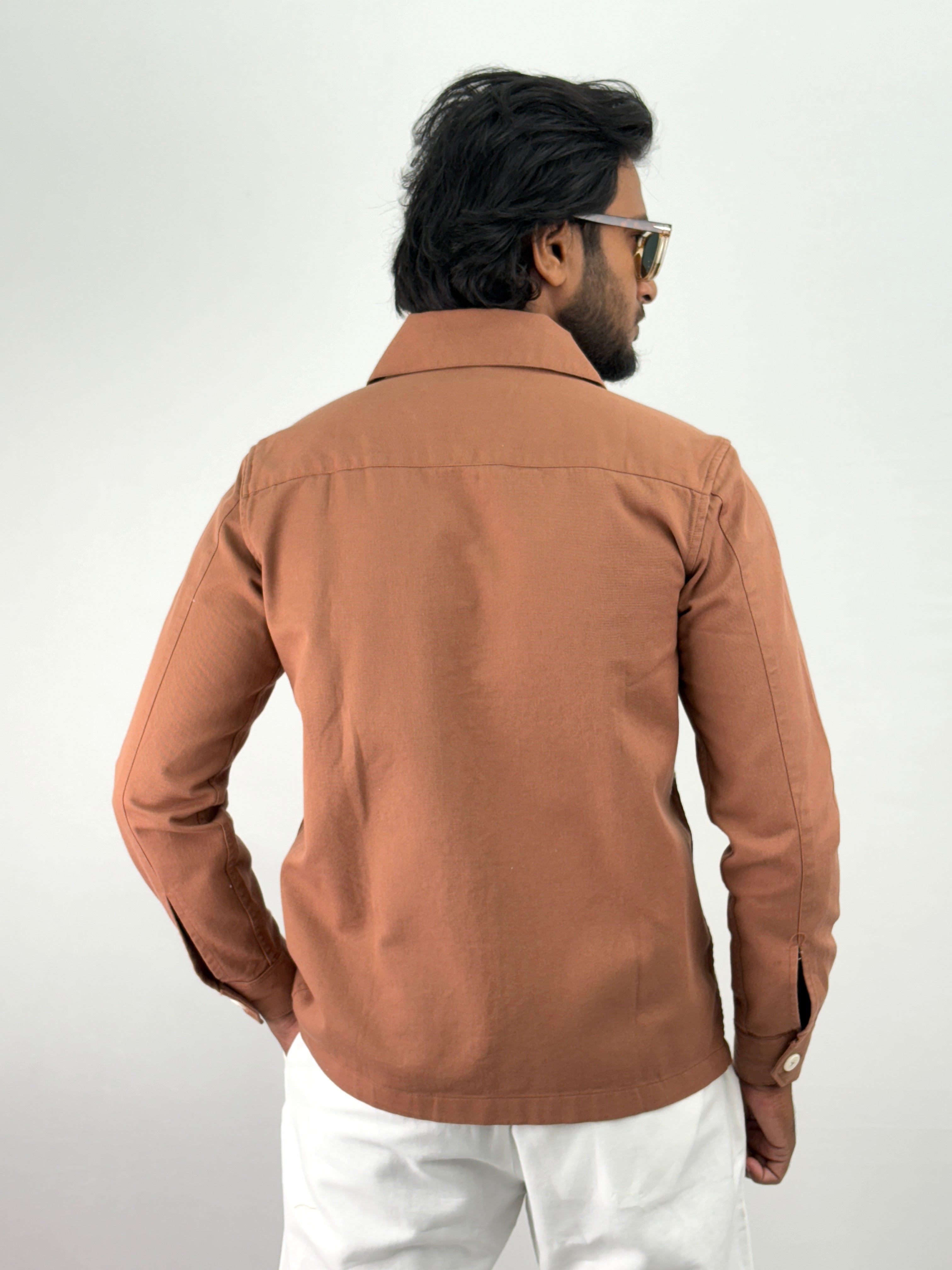 Rust Embroidery Shacket