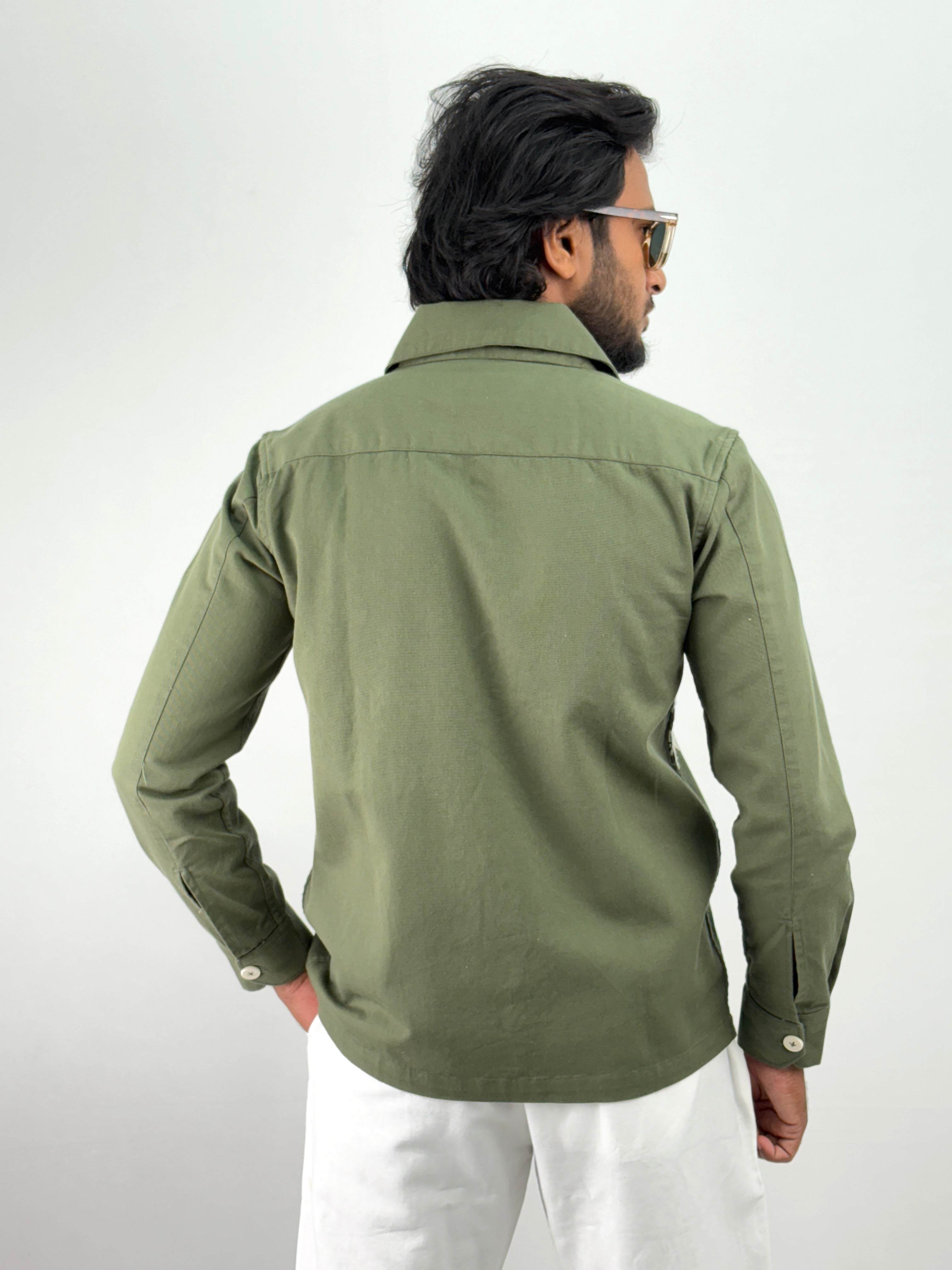 Olive Embroidery Shacket