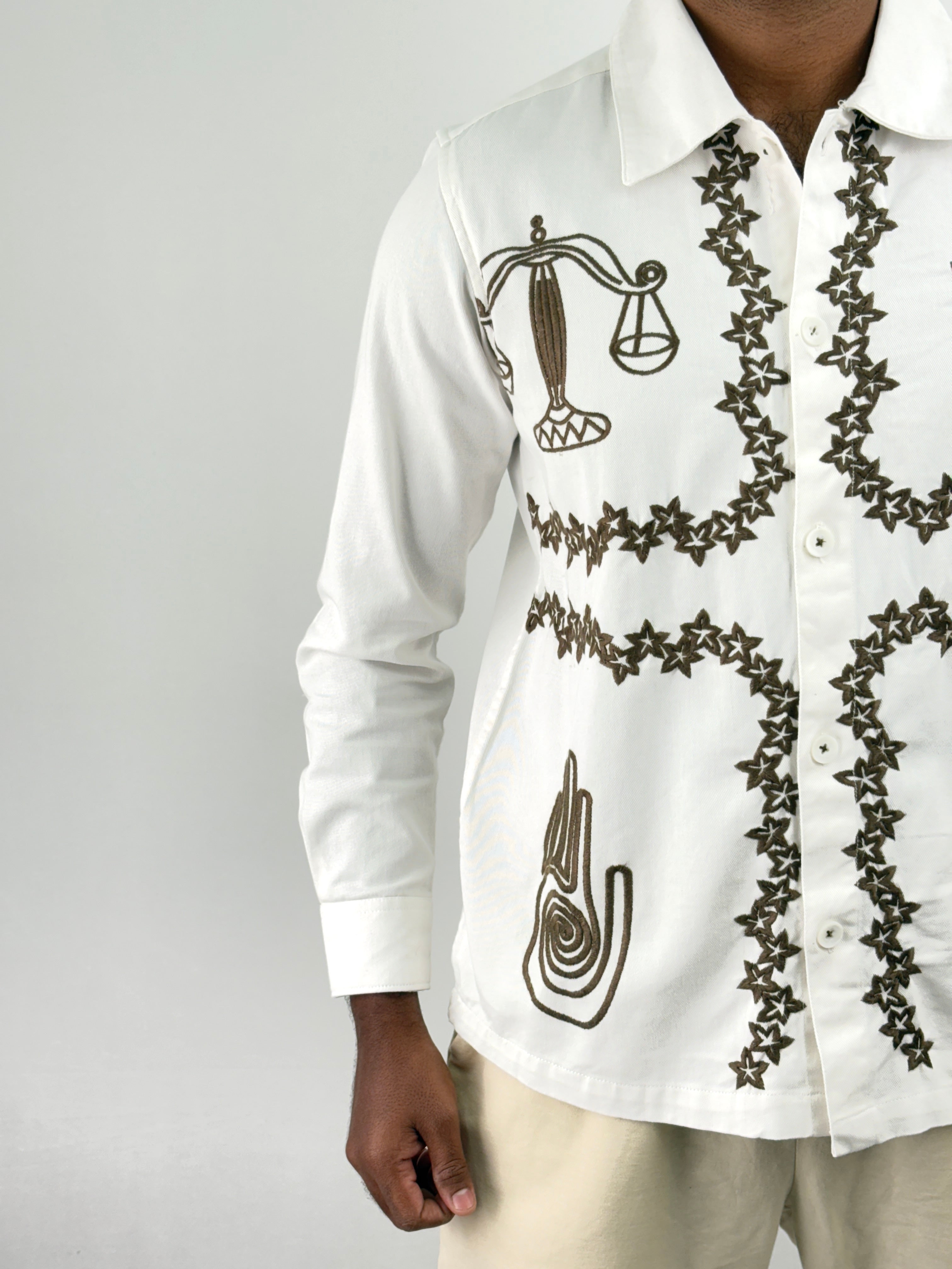 White Embroidery Shacket