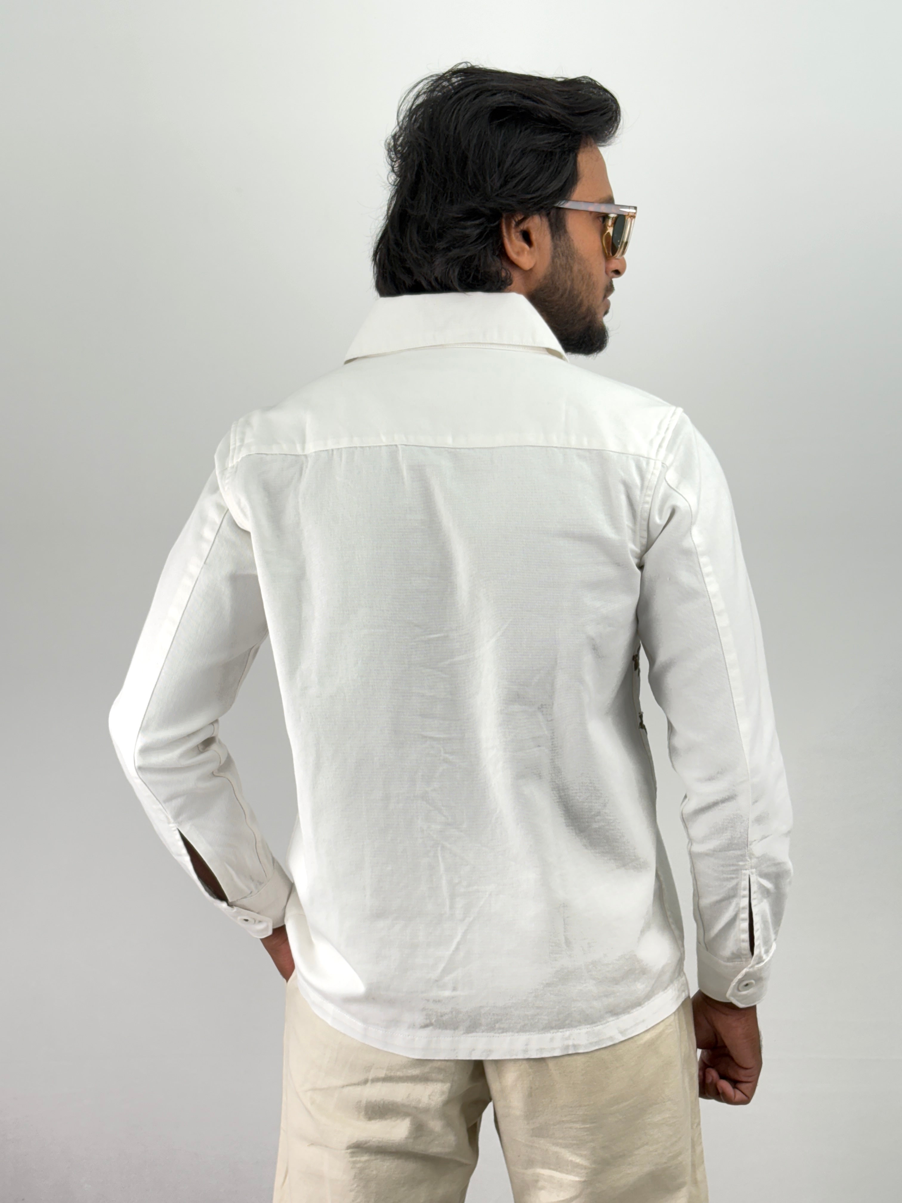 White Embroidery Shacket