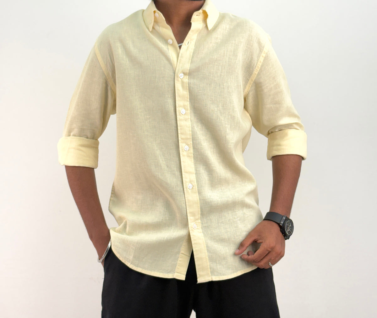 Light Yellow Linen Shirt
