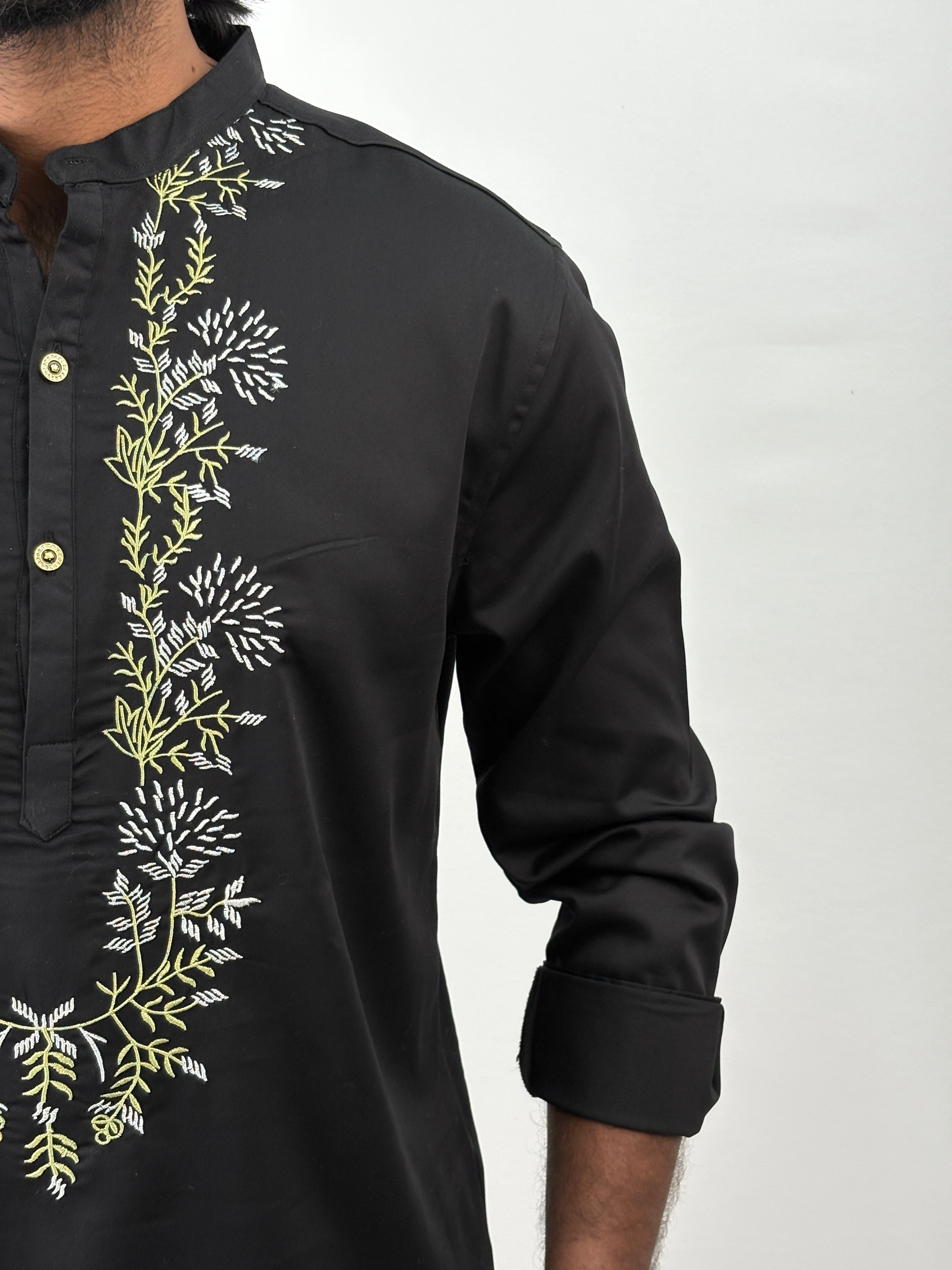 Black Embroidery Short Kurta