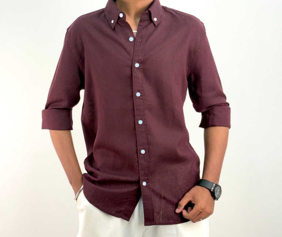 Wine Linen Shirt