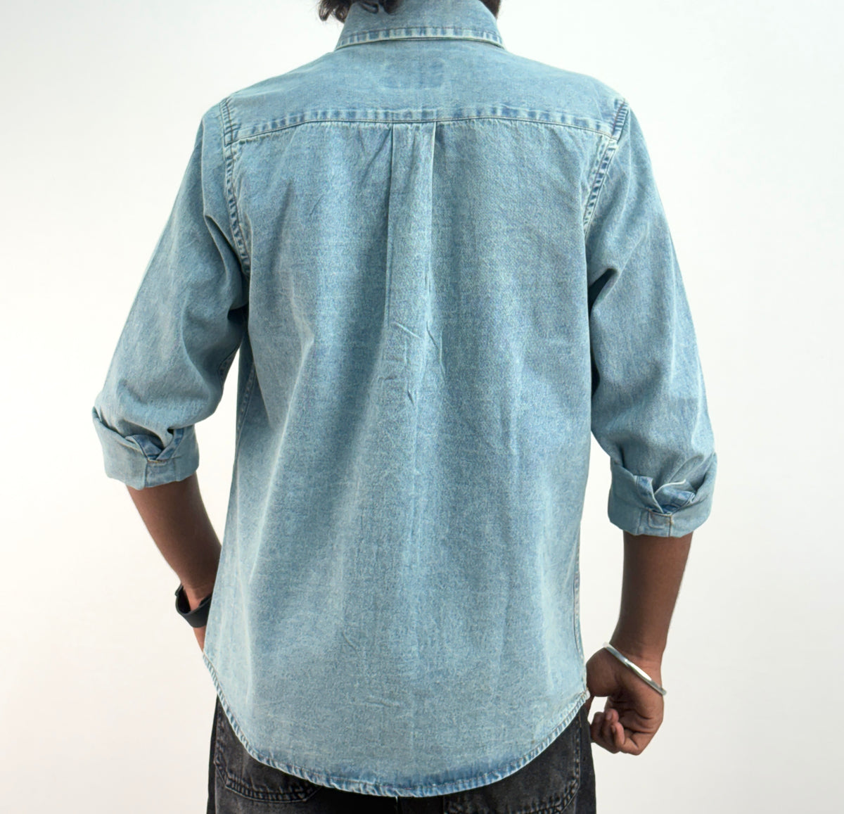 Teal Blue Denim Shirt