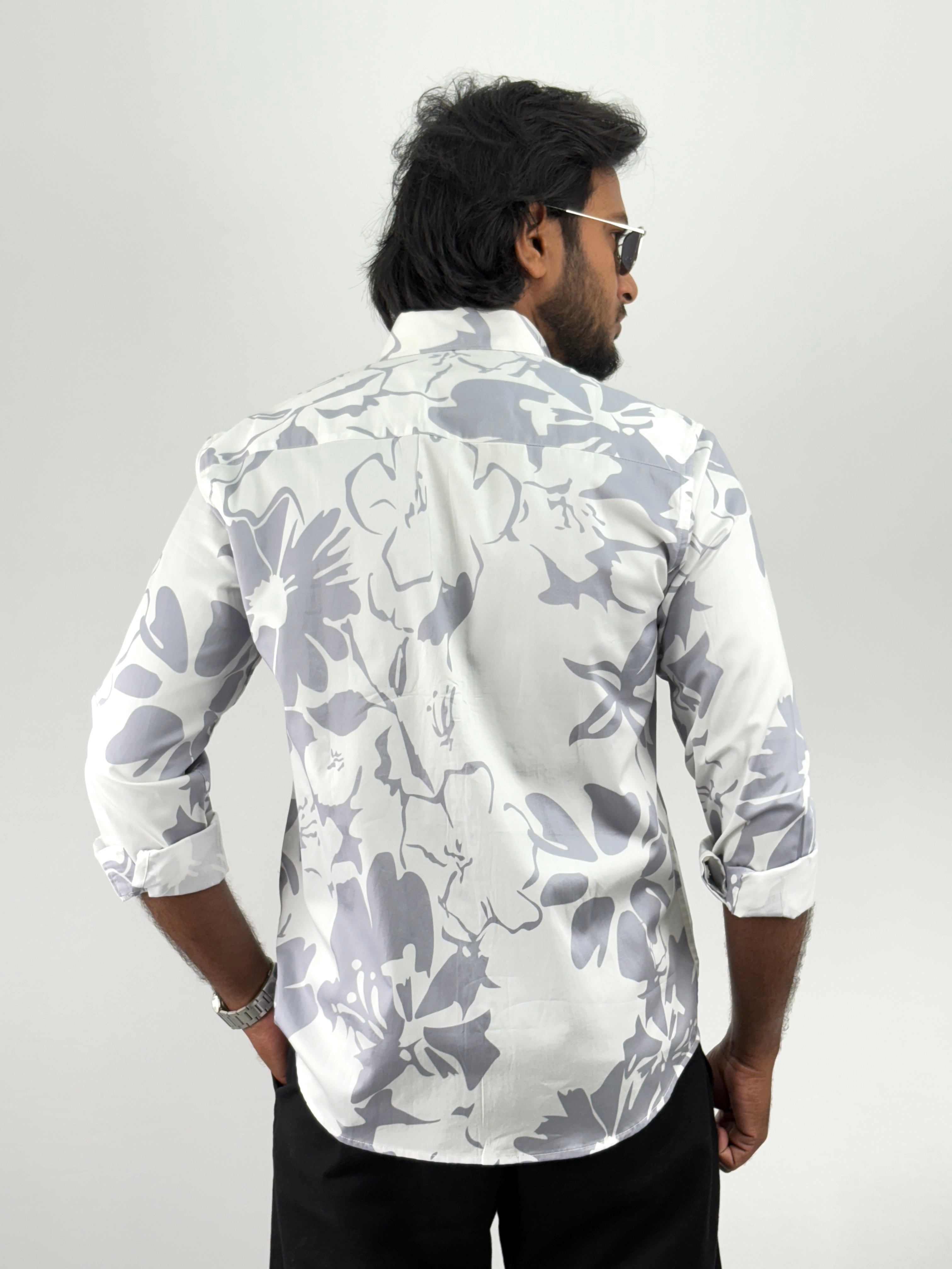 White Blue Printed Shirts