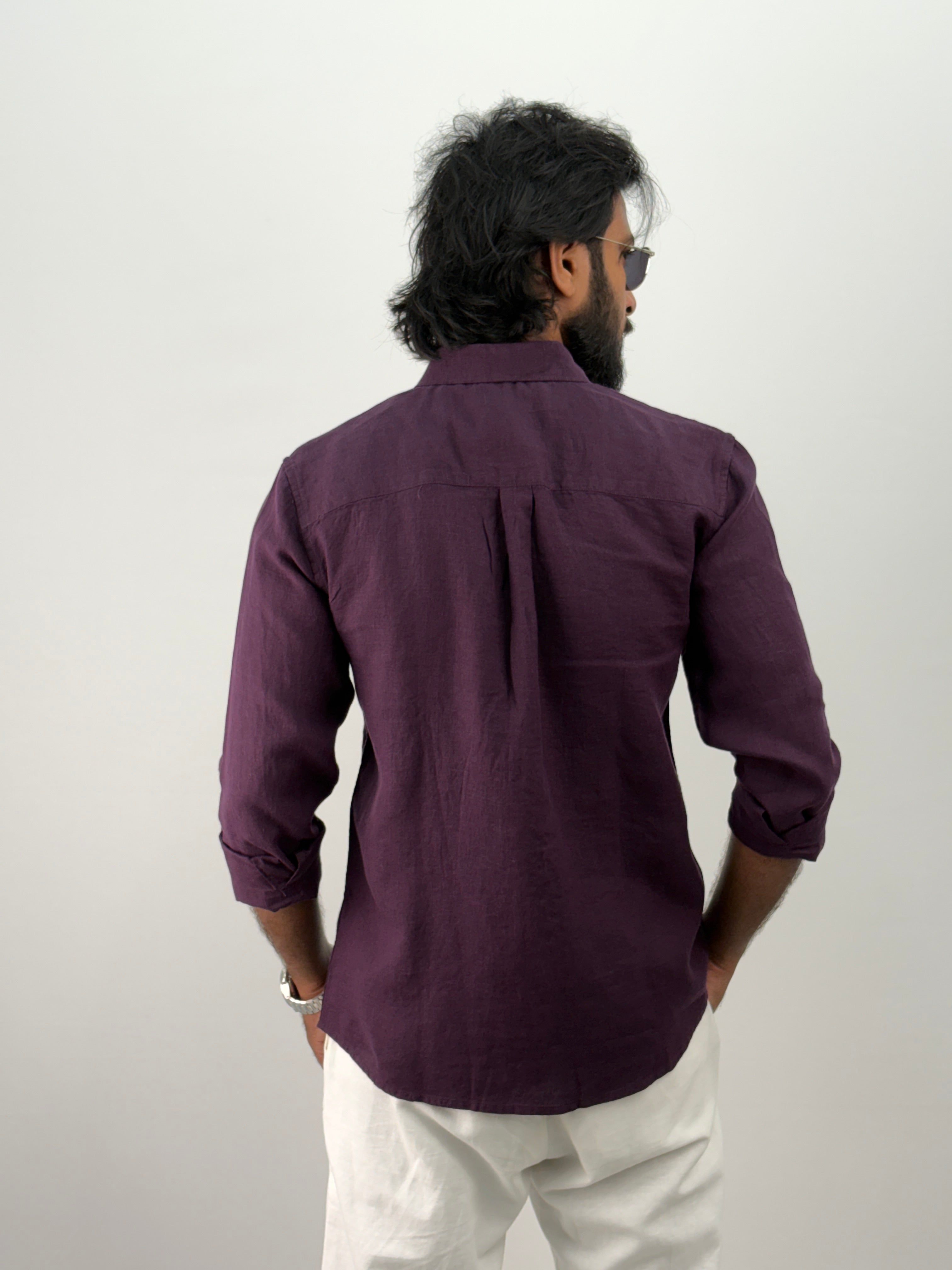 Purple pure Linen Shirt 2