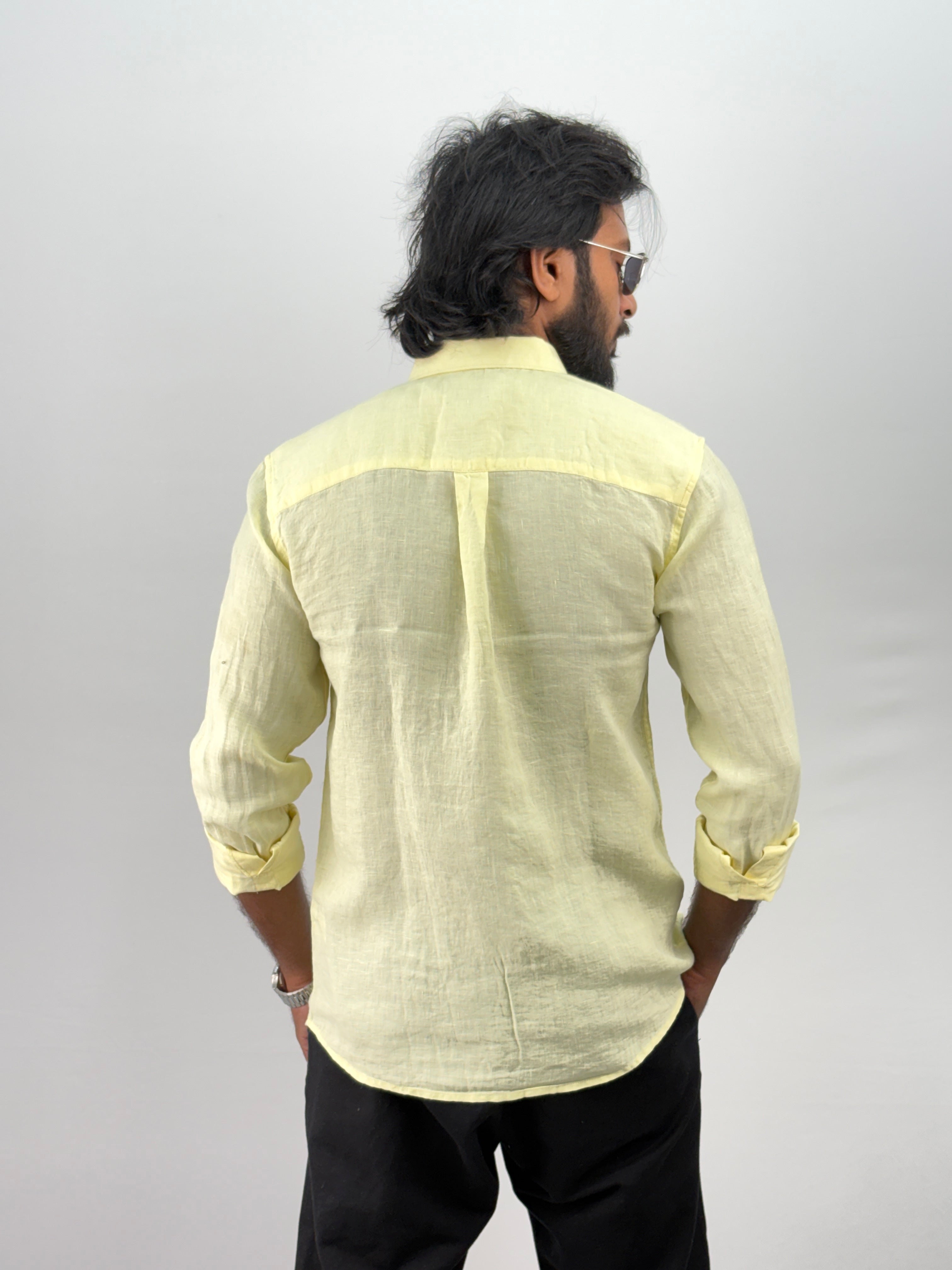 Yellow pure Linen Shirt 2