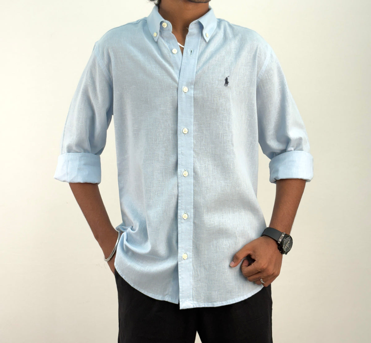 Ice Blue Linen Shirt