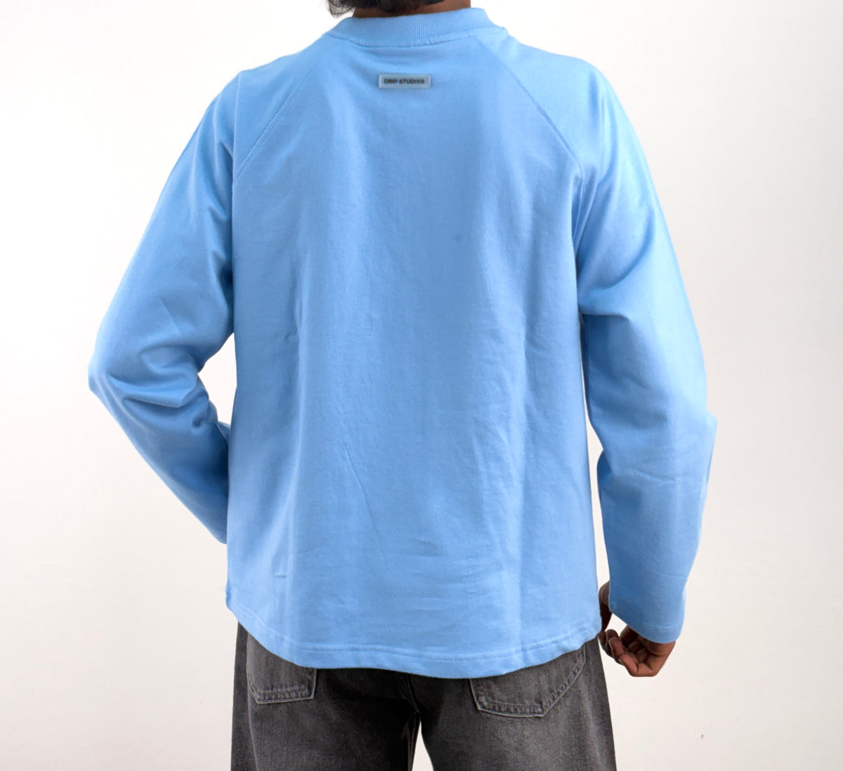 Sky Blue Cropped Raglan Tee
