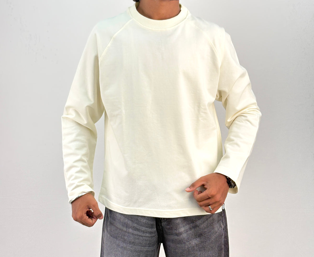 Cream Cropped Raglan Tee