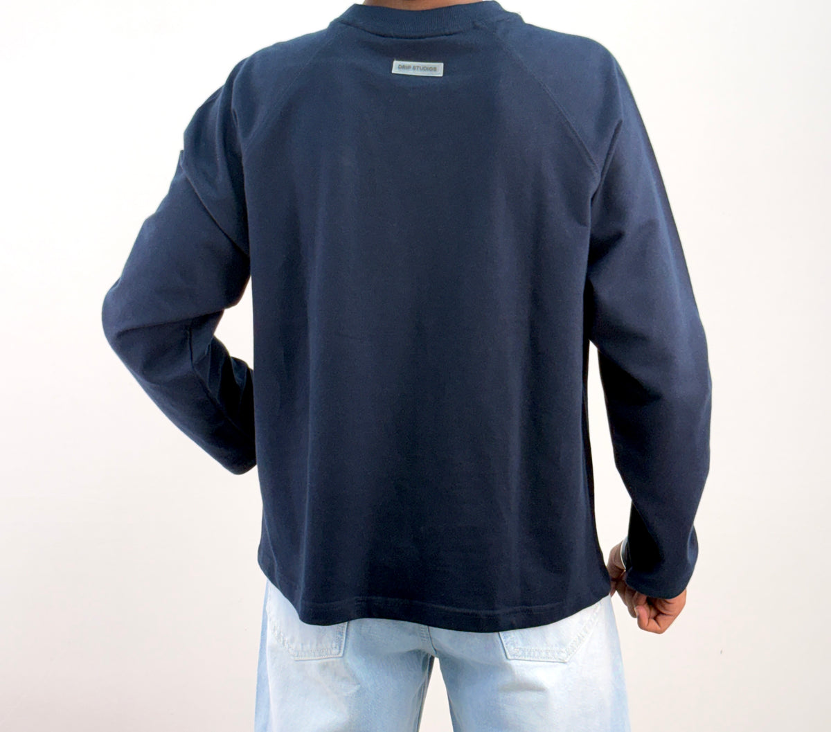 Navy Cropped Raglan Tee