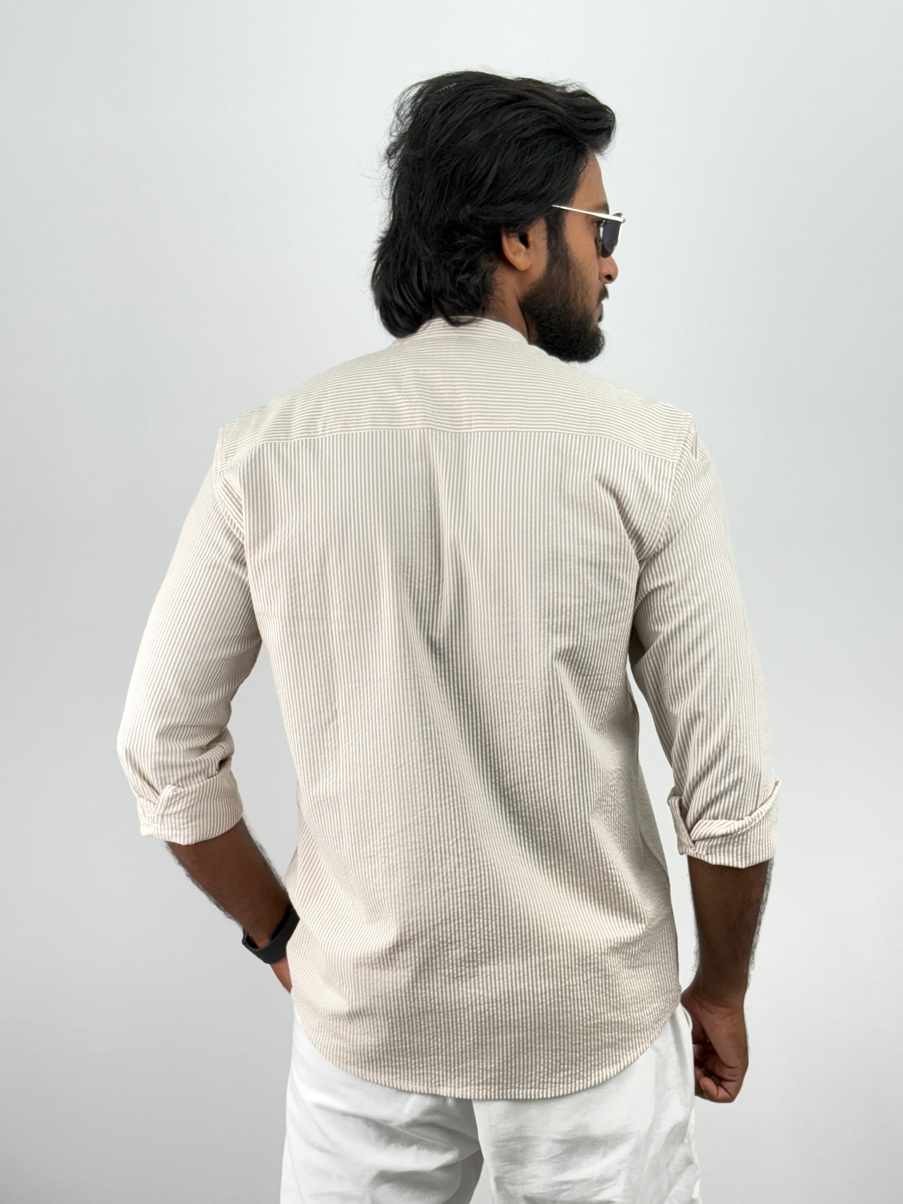 Light Brown Mandarin Collar Shirts