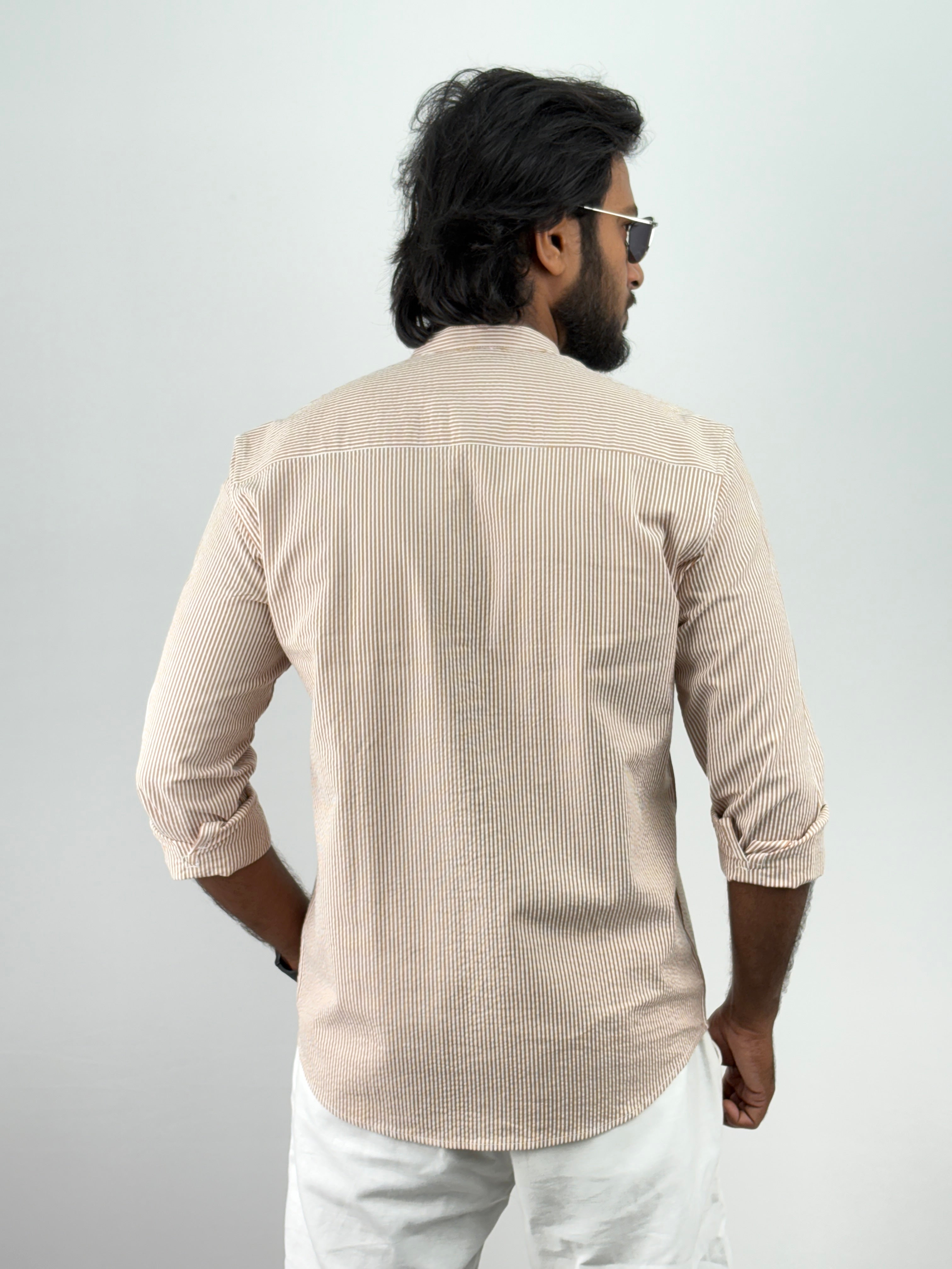 Orange Mandarin Collar Shirts