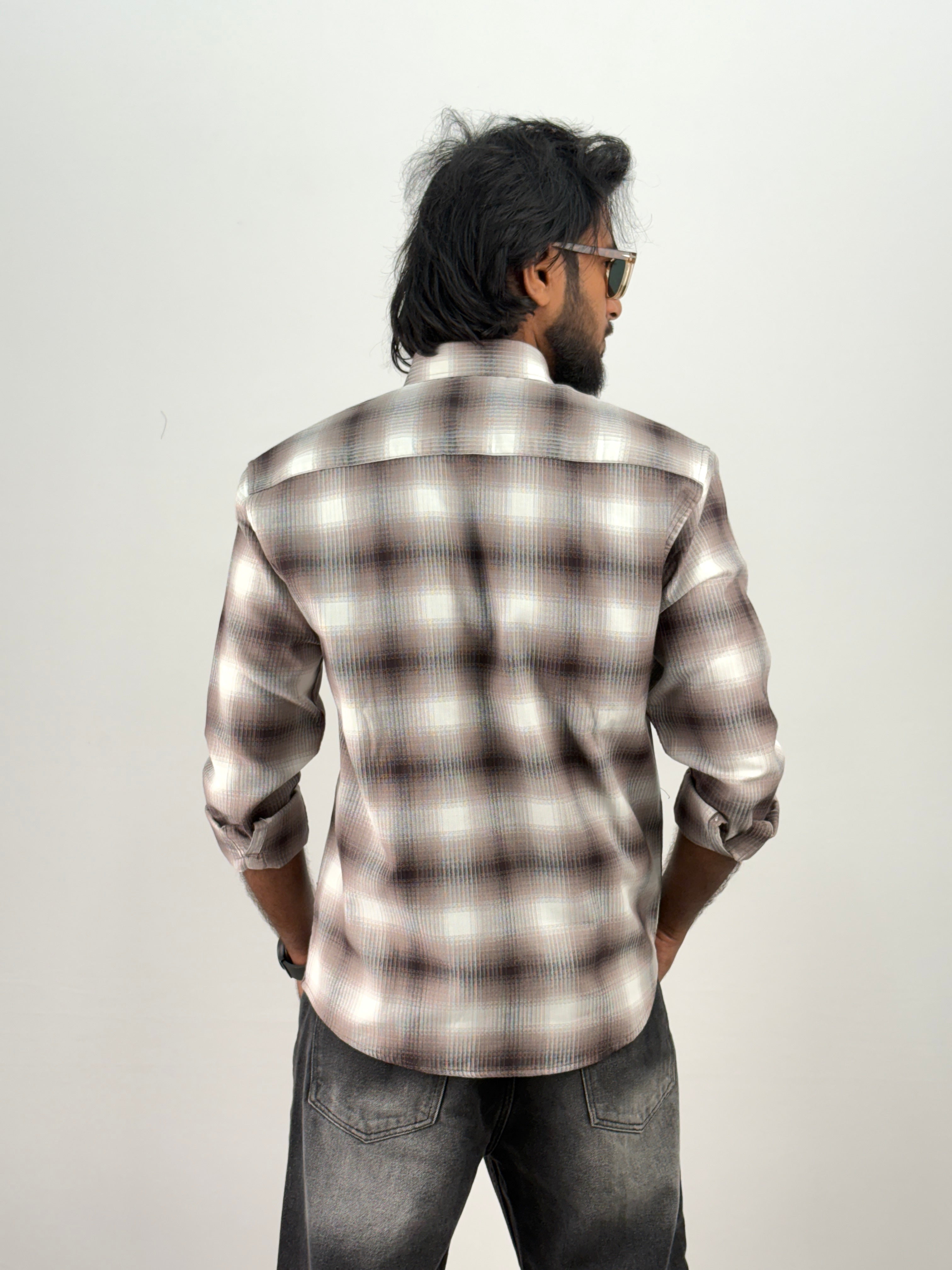 White Brown Flannel Shirt
