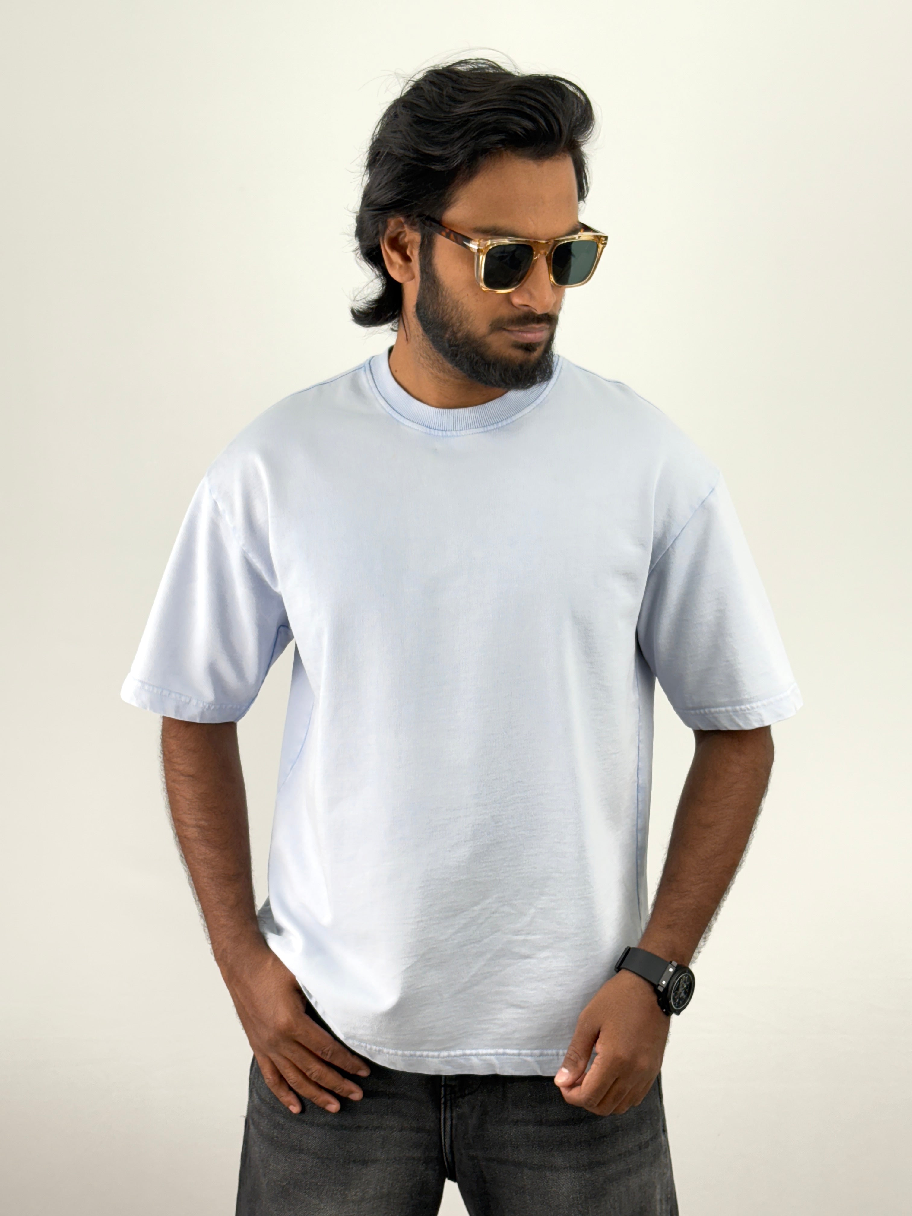 Ice Blue Acid Wash Oversized T-Shirts