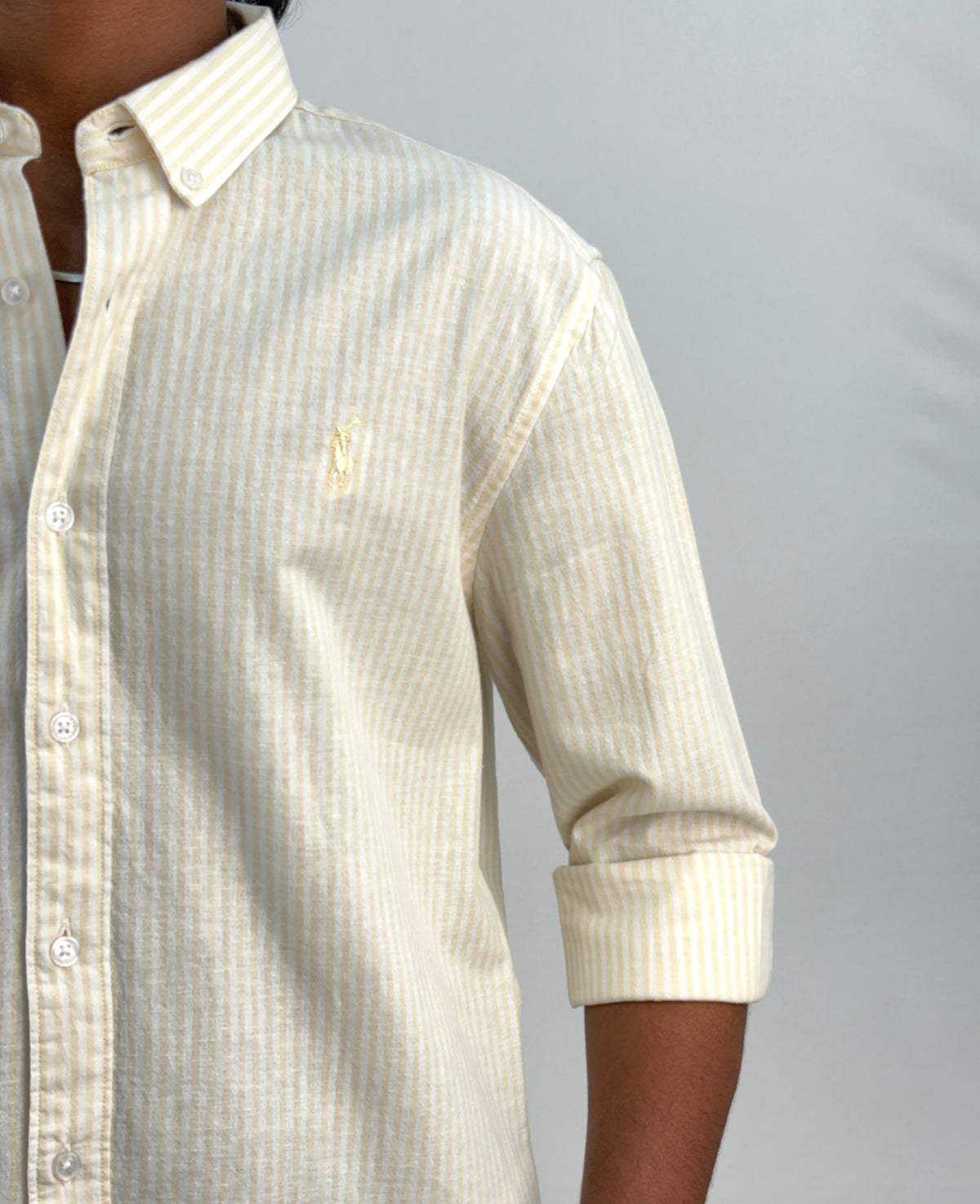 Yellow Old Money Linen Stripe Shirt 2