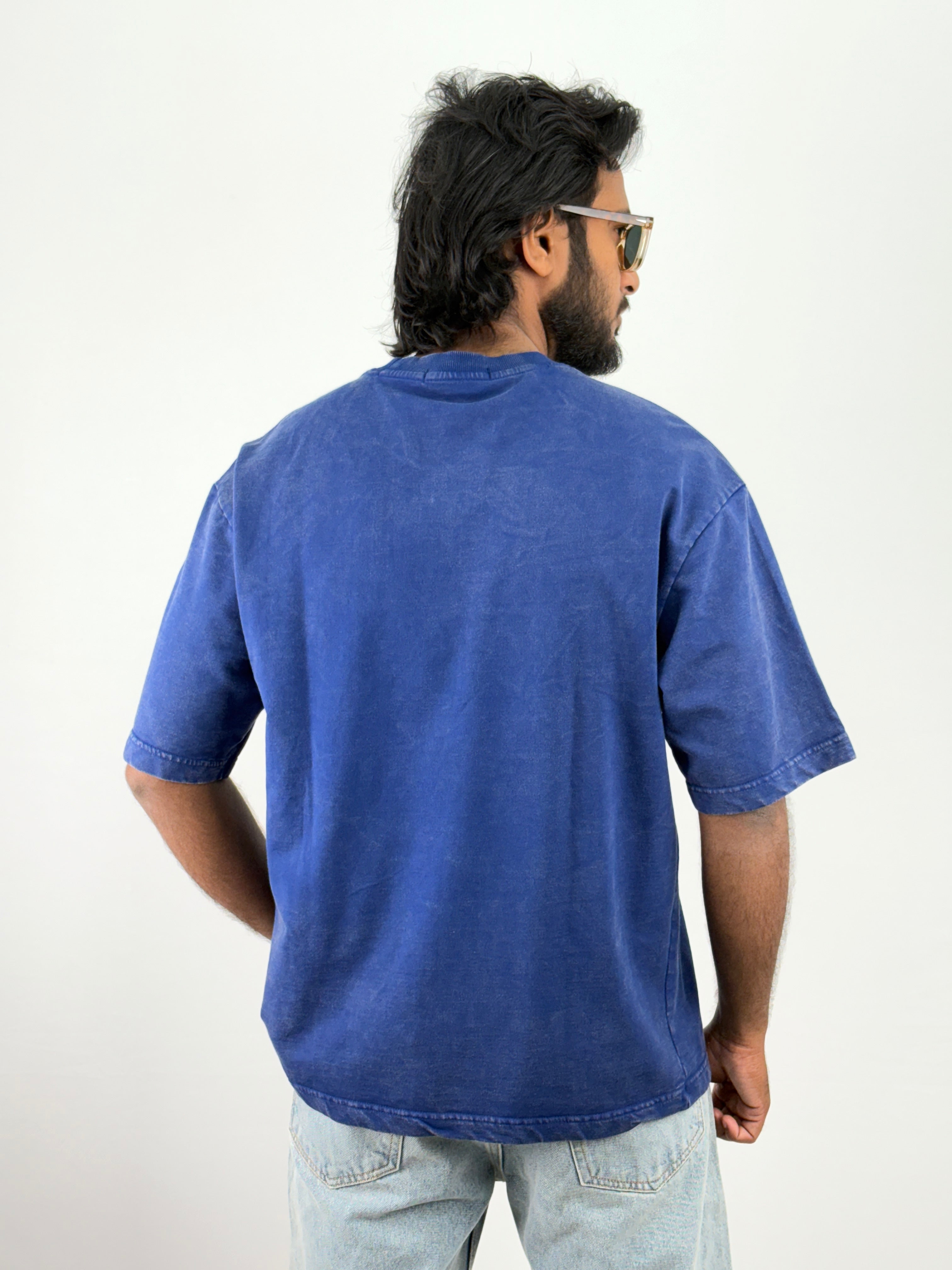 Blue Acid Wash Oversized T-Shirts