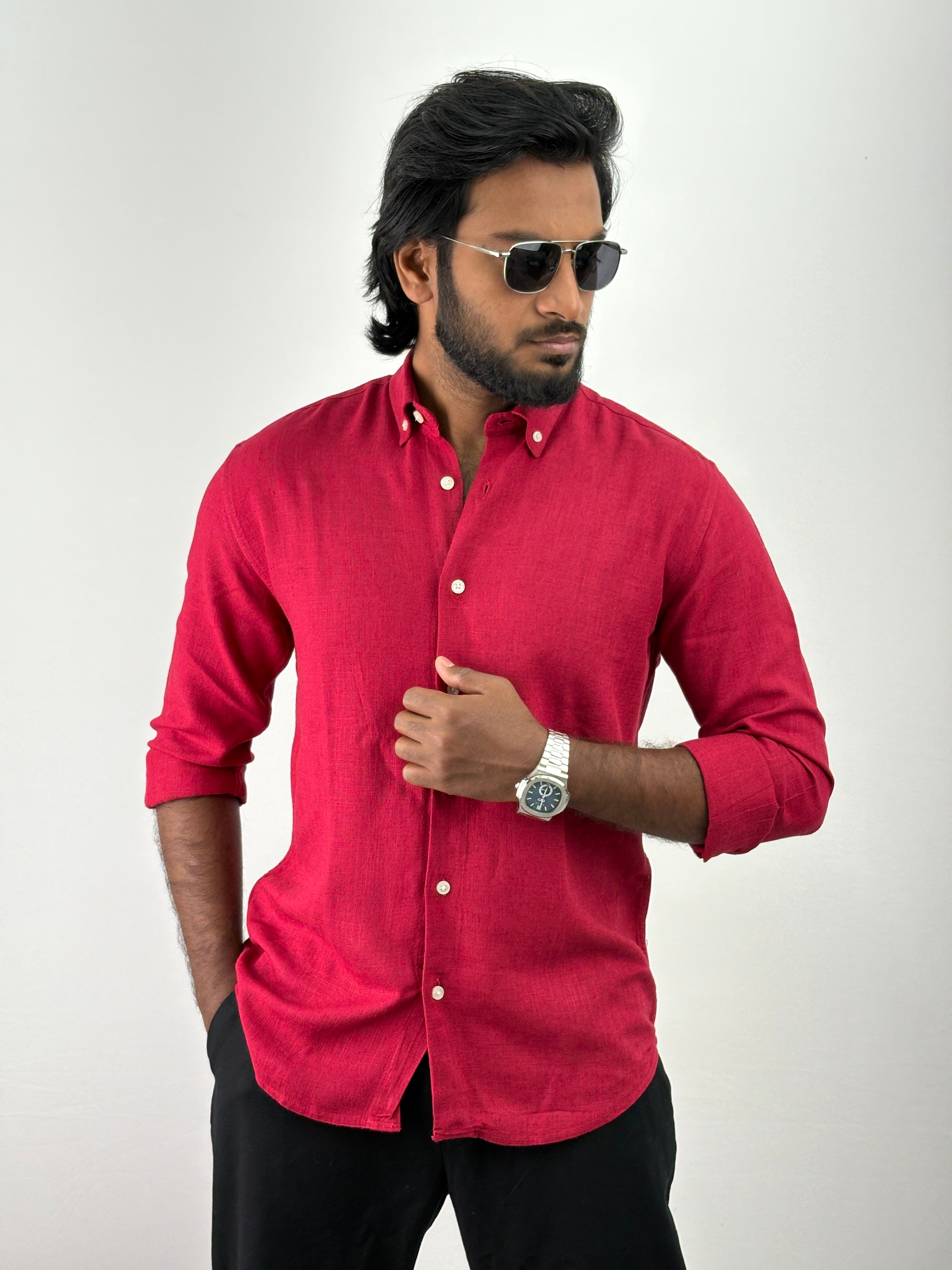 Red Linen Shirt
