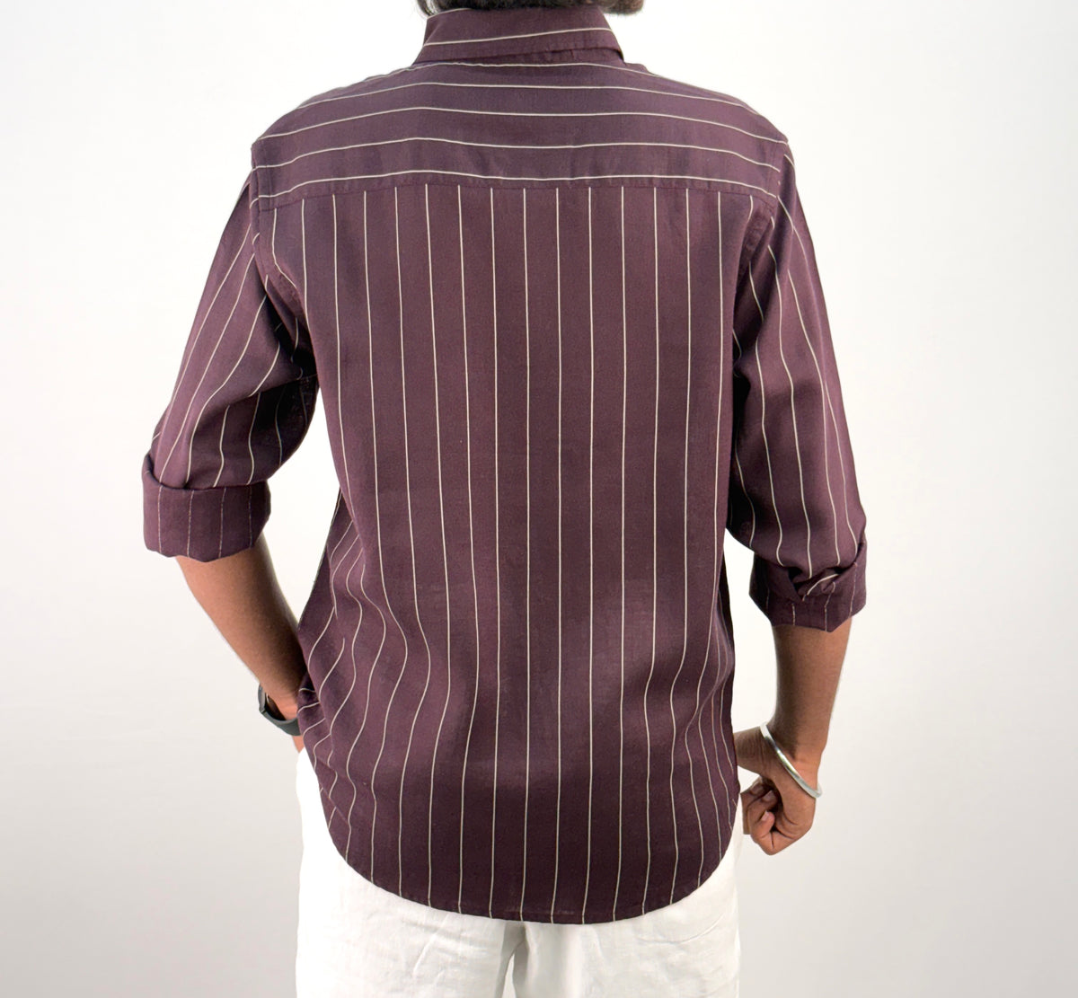 Wine Linen Stripe Shirt