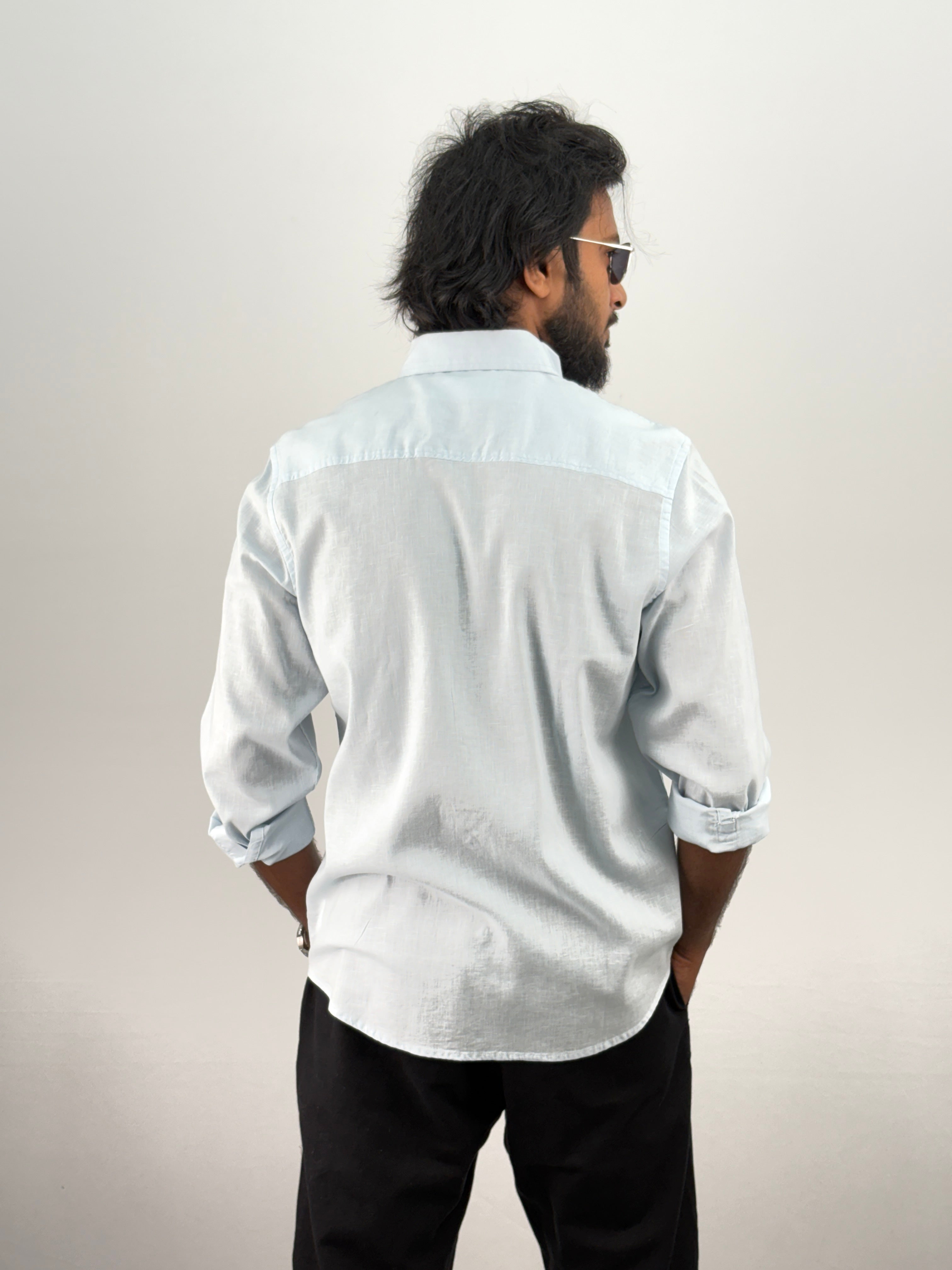 Ice Blue Linen Shirt