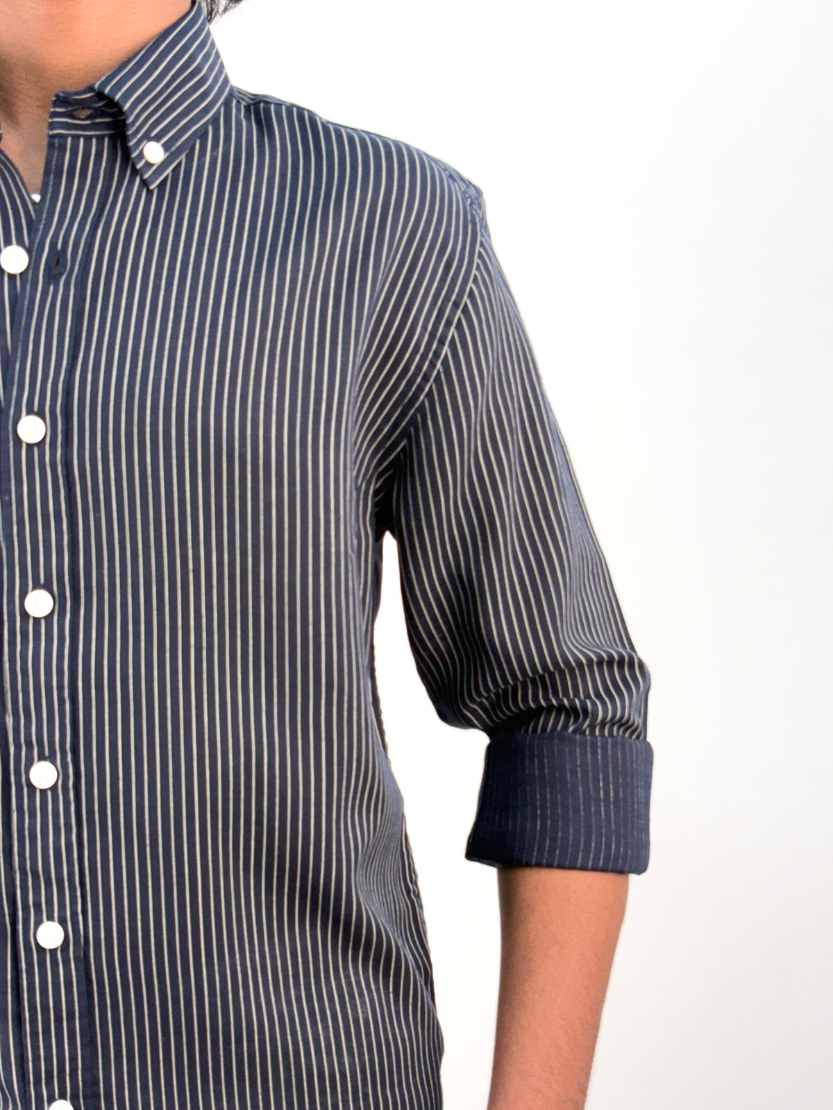 Green Linen Stripe Shirt