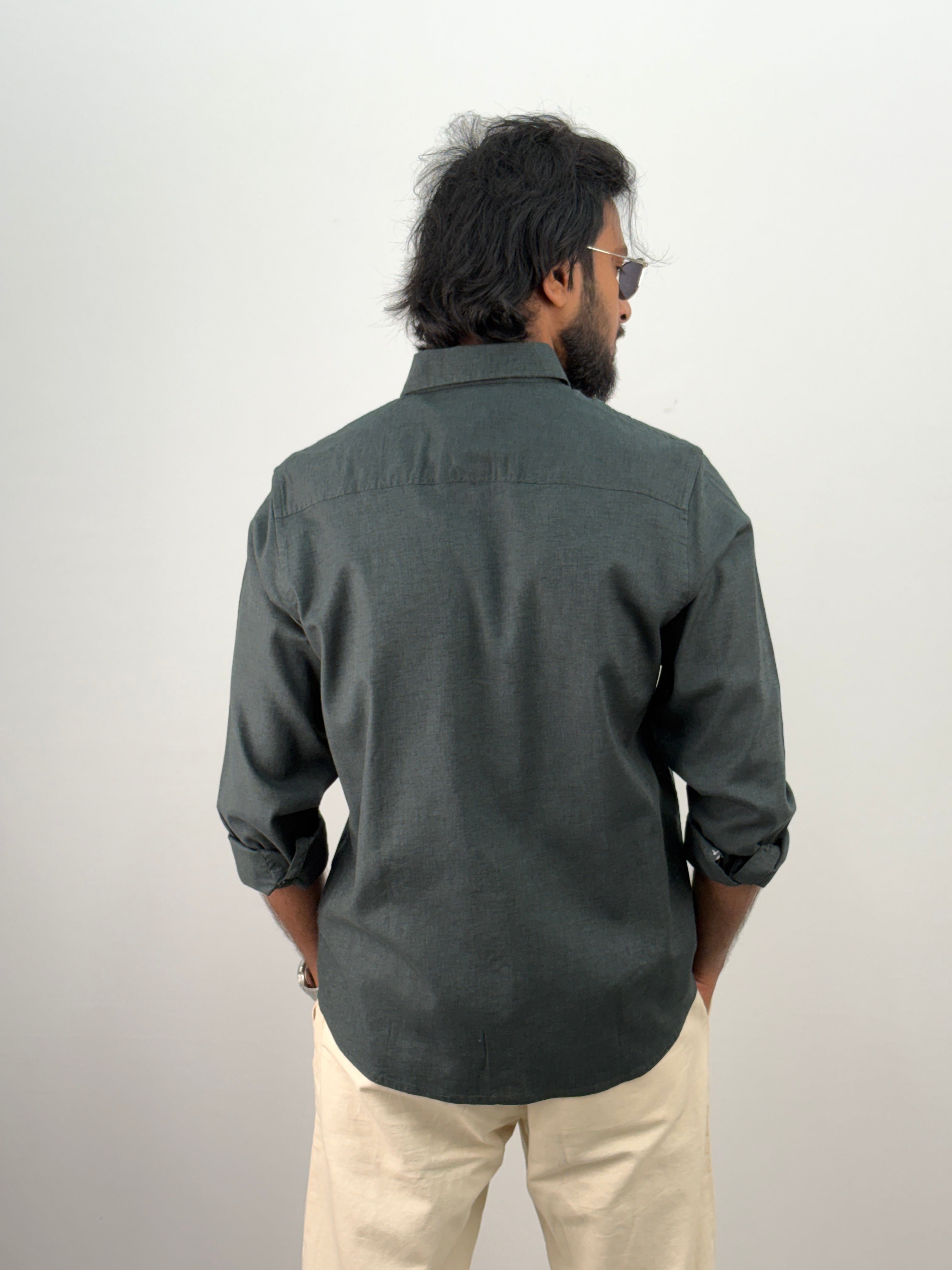 Dark Green Linen Shirt