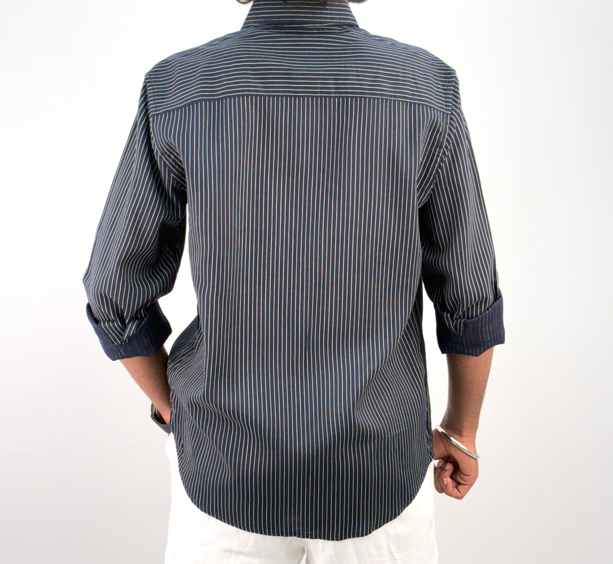 Green Linen Stripe Shirt