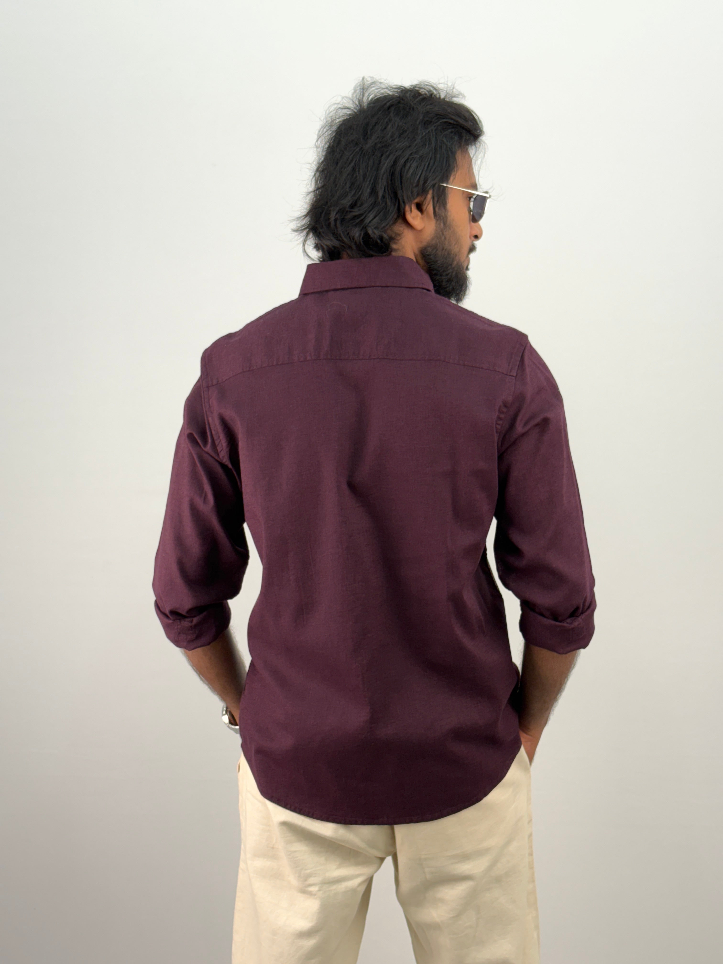 Wine Linen Shirt