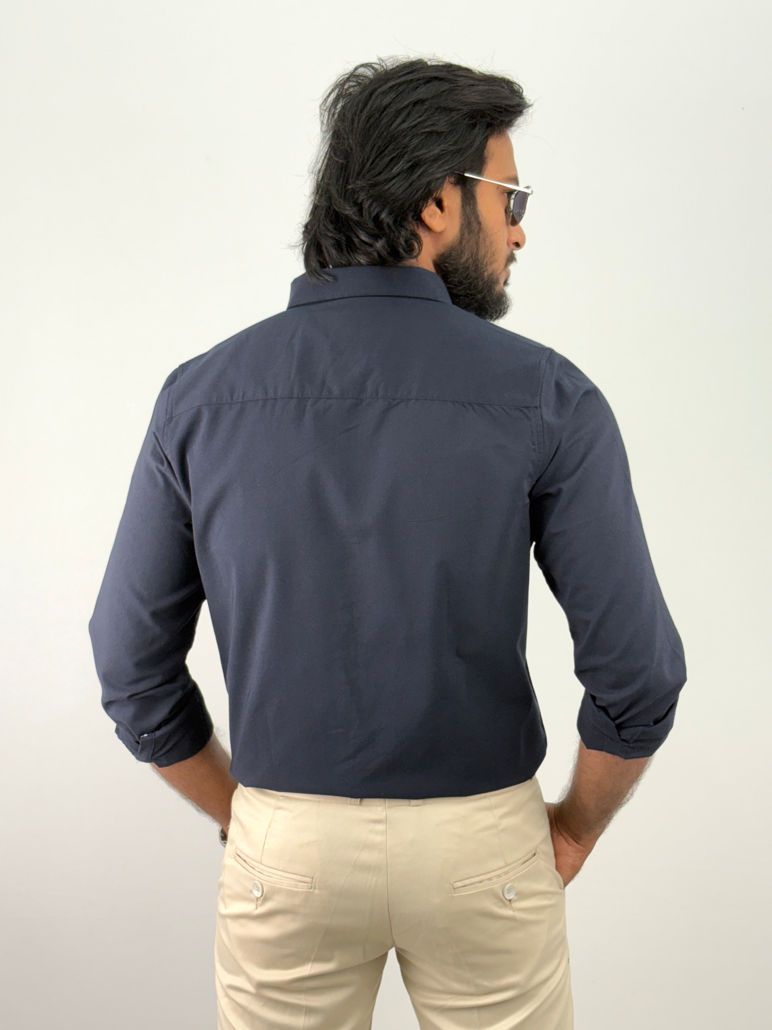 Navy Plain Oxford Shirt