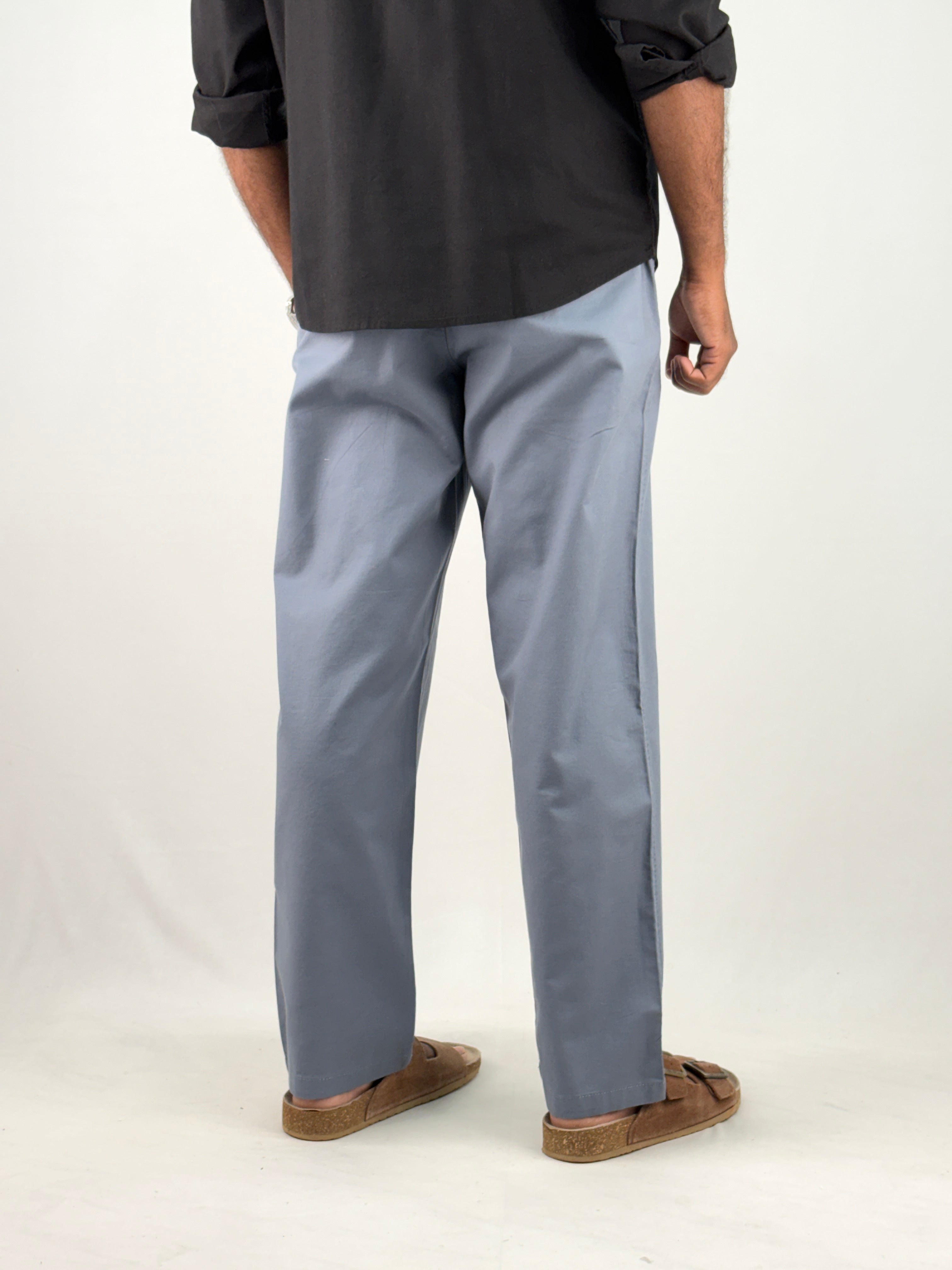 Grey Relaxed Fit Linen Pant