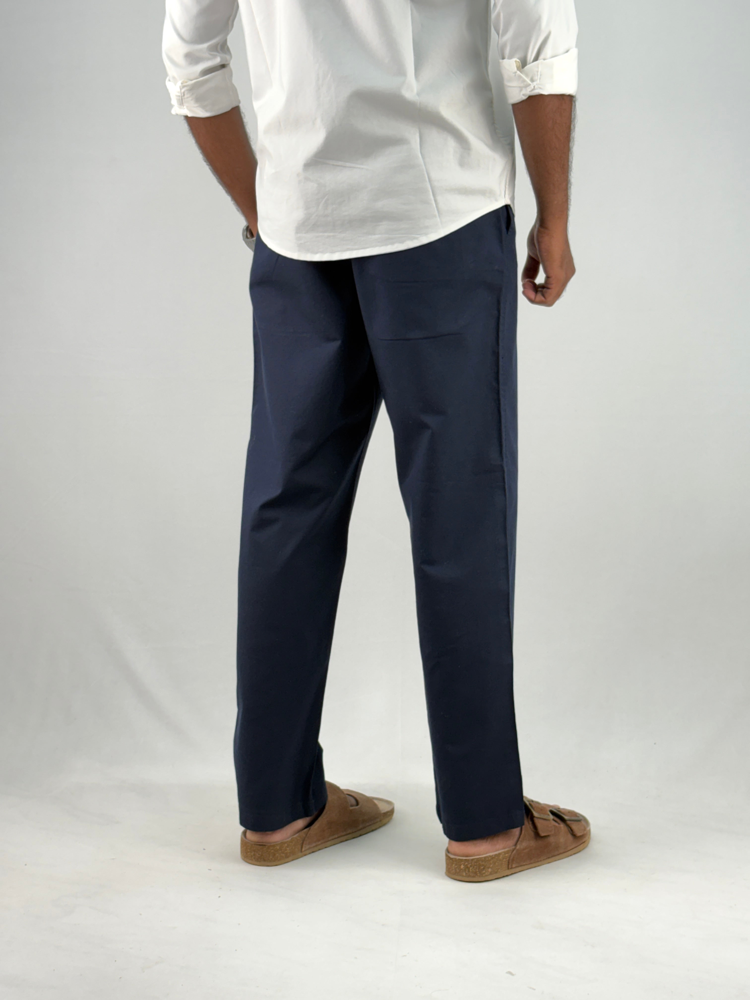 Navy Relaxed Fit Linen Pant