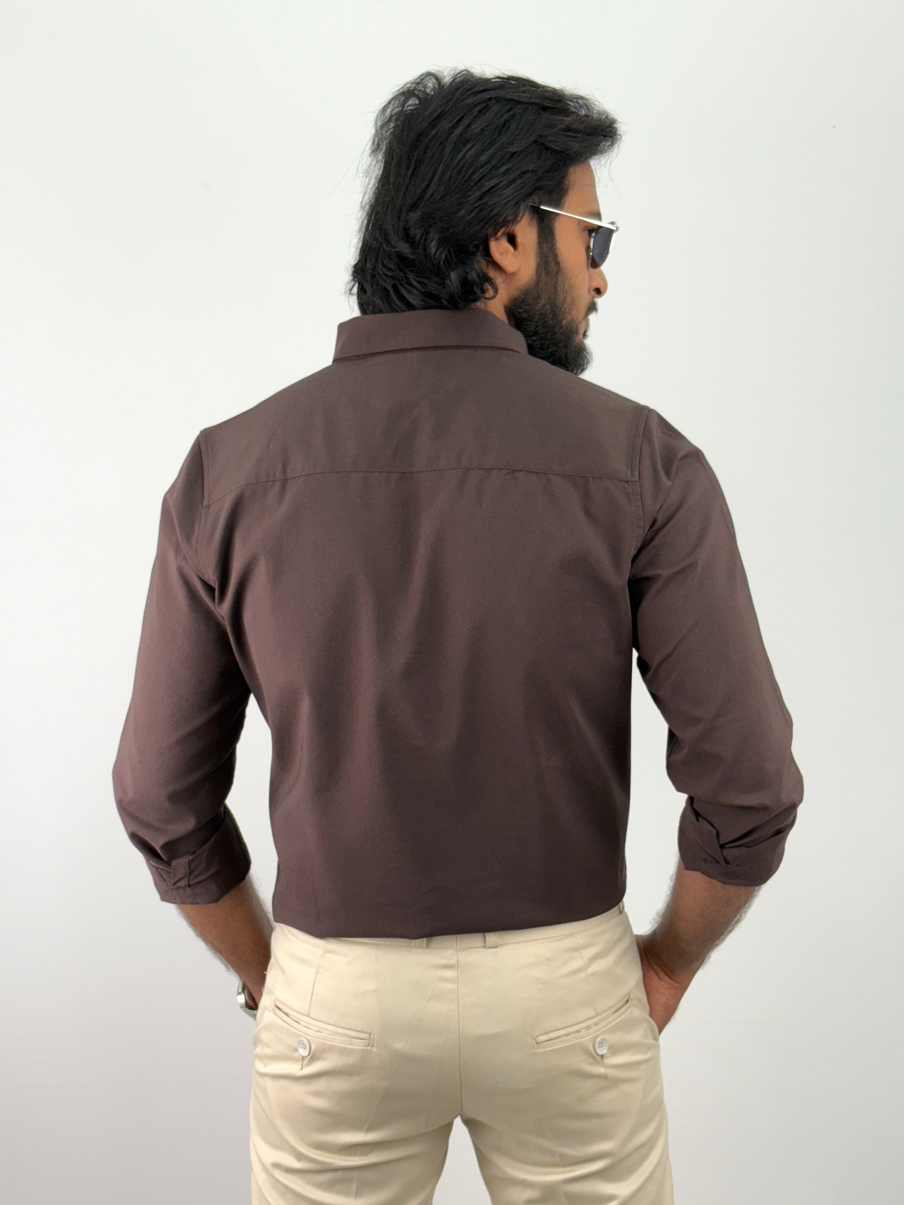 Coffee Brown Plain Oxford Shirt