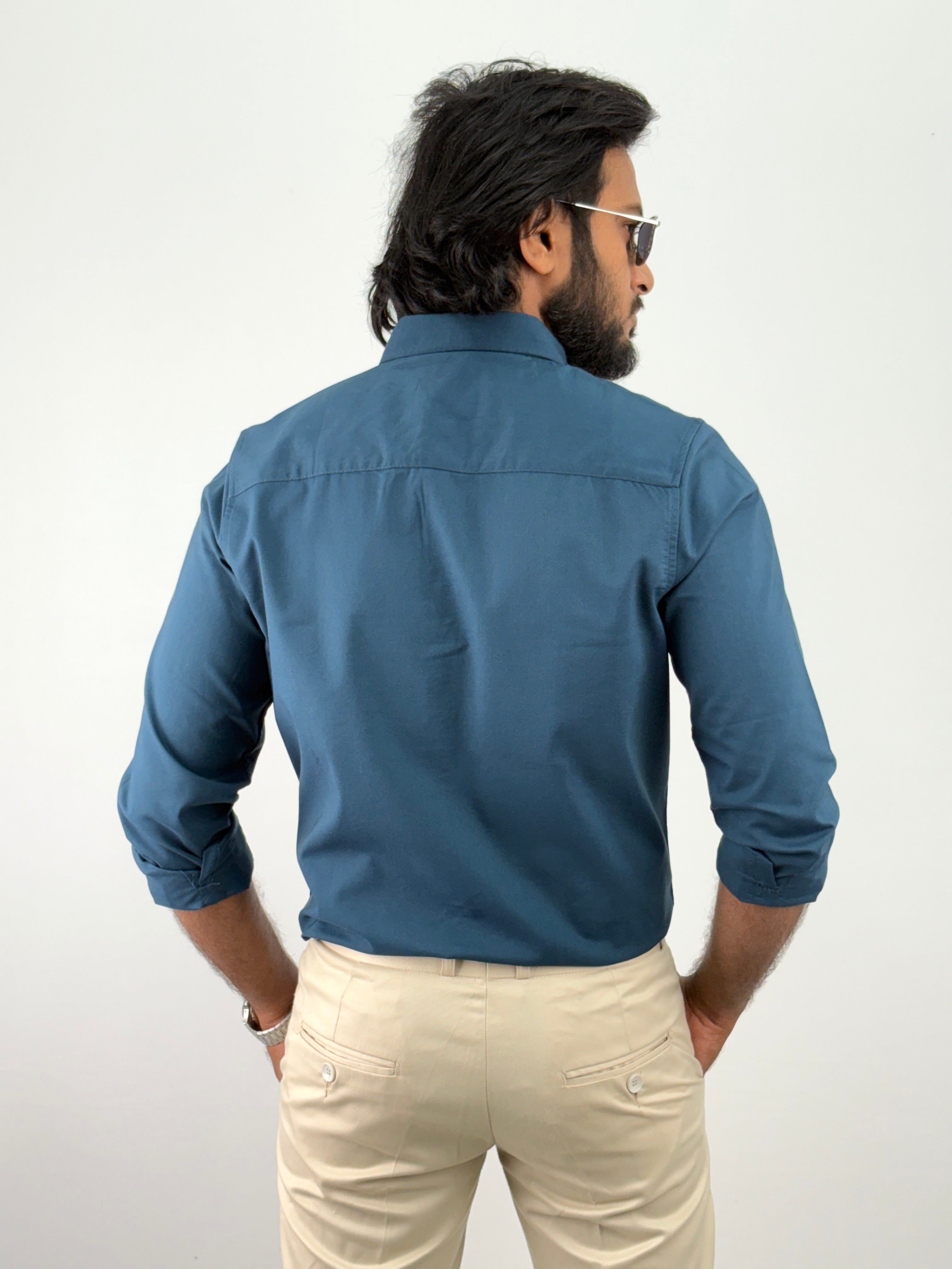 Dark Teal Plain Oxford Shirt