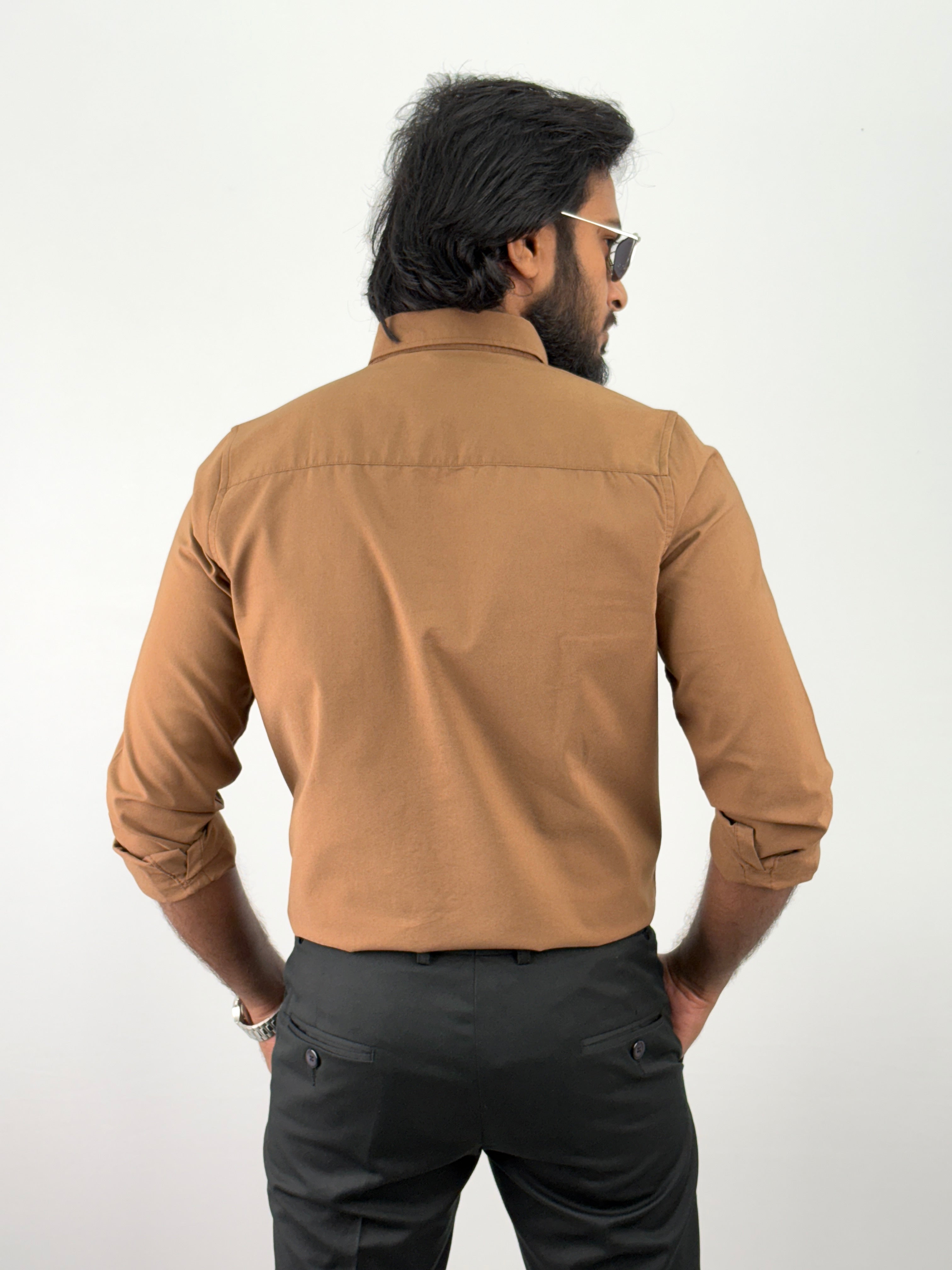 Brown Plain Oxford Shirt