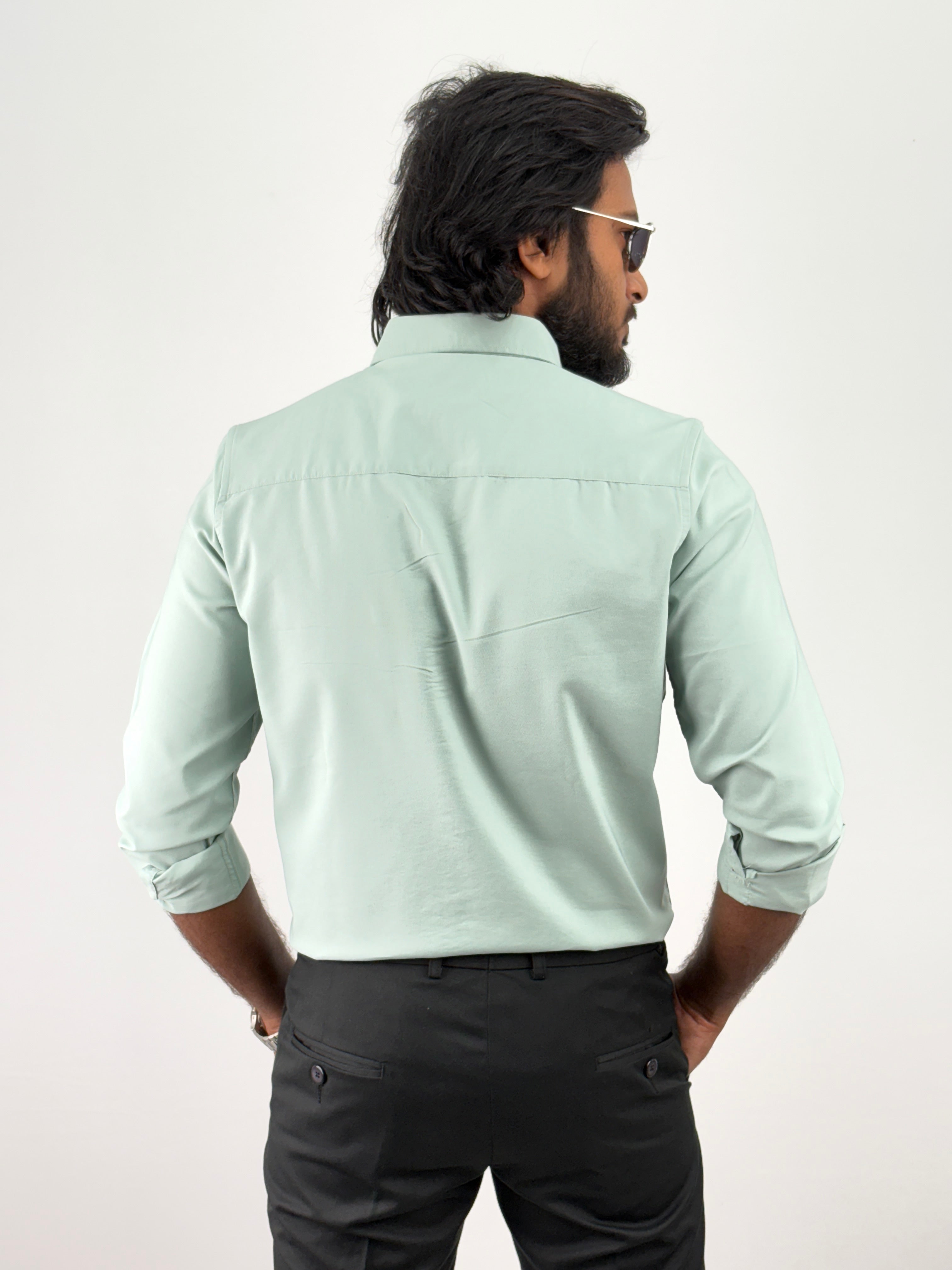 Light Green Plain Oxford Shirt